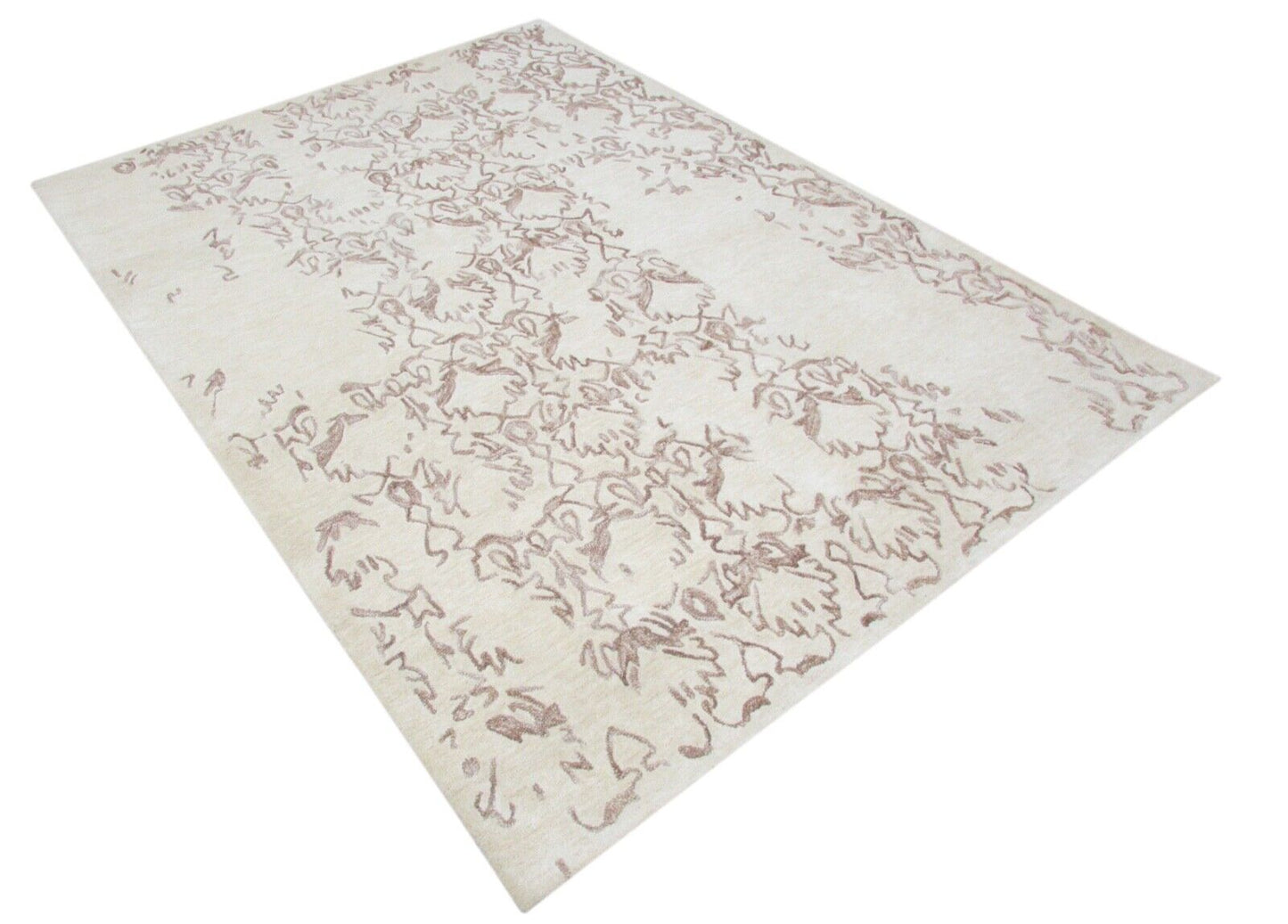 Wohnzimmer Designer Teppich 100% Wolle Braun Beige 160X230 cm Handgetuftet T808