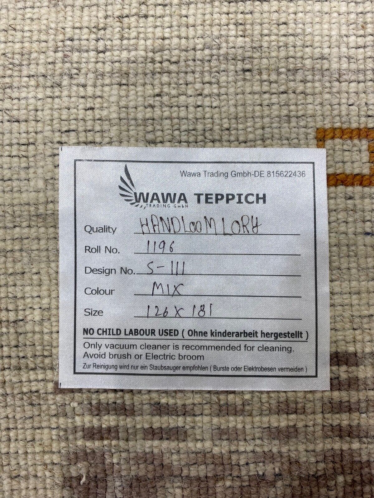 Gabbeh Teppich 100% Wolle Béžová Oranžová Blau loom lori Handgewebt 125x180 cm S111