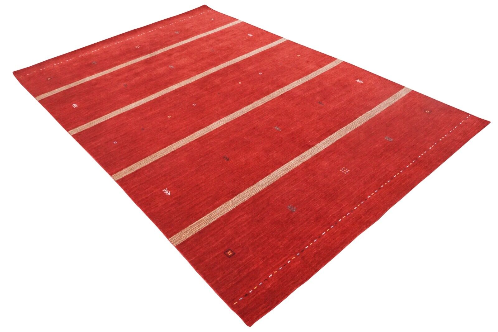 Rot Gabbeh Teppich 100% Wolle 200x300 cm Handgewebt Orientteppich Lr538