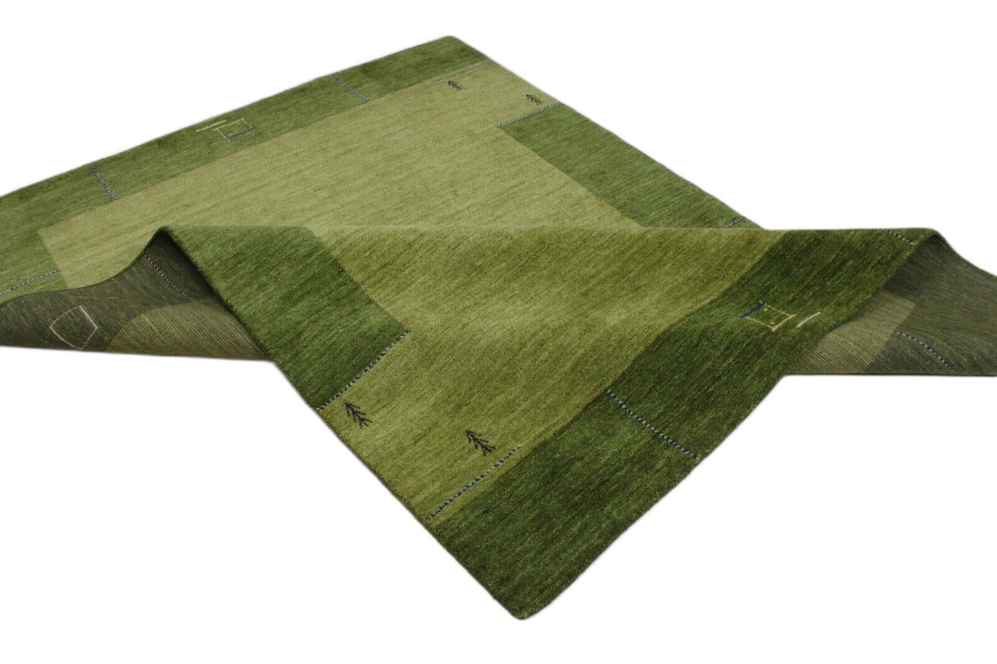 Gabbeh Teppich Grün 100% Wolle Handgewebt Orientteppich Lori 170x240 cm WR110