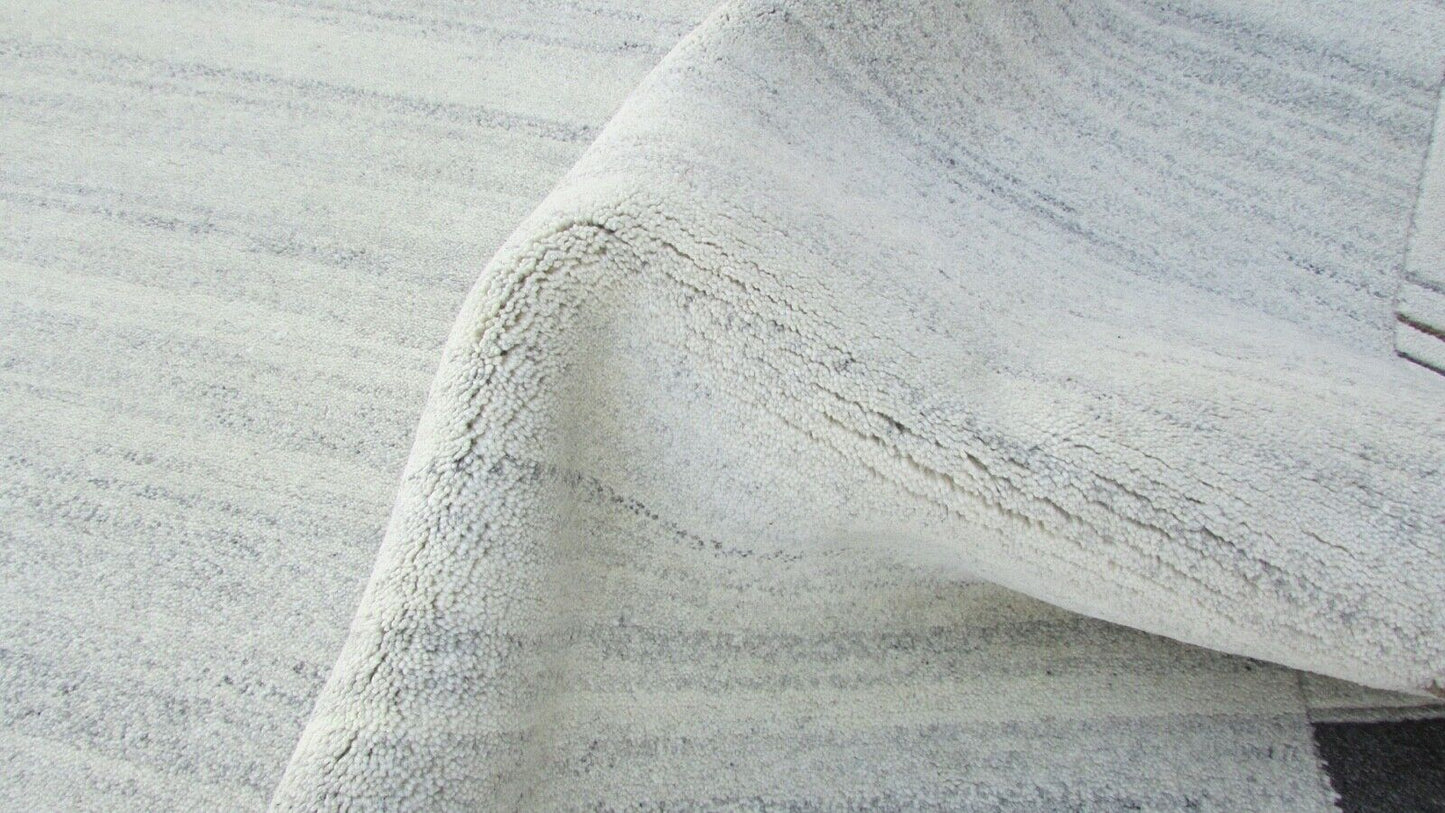 Nepal Teppich Handgeknüpft Grau Beige 100% Wolle Orientteppich 174x241 cm N-78