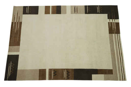 Braun Beige Nepal Teppich Handgeknüpft 100% Wolle Orientteppich 250X300 cm N772