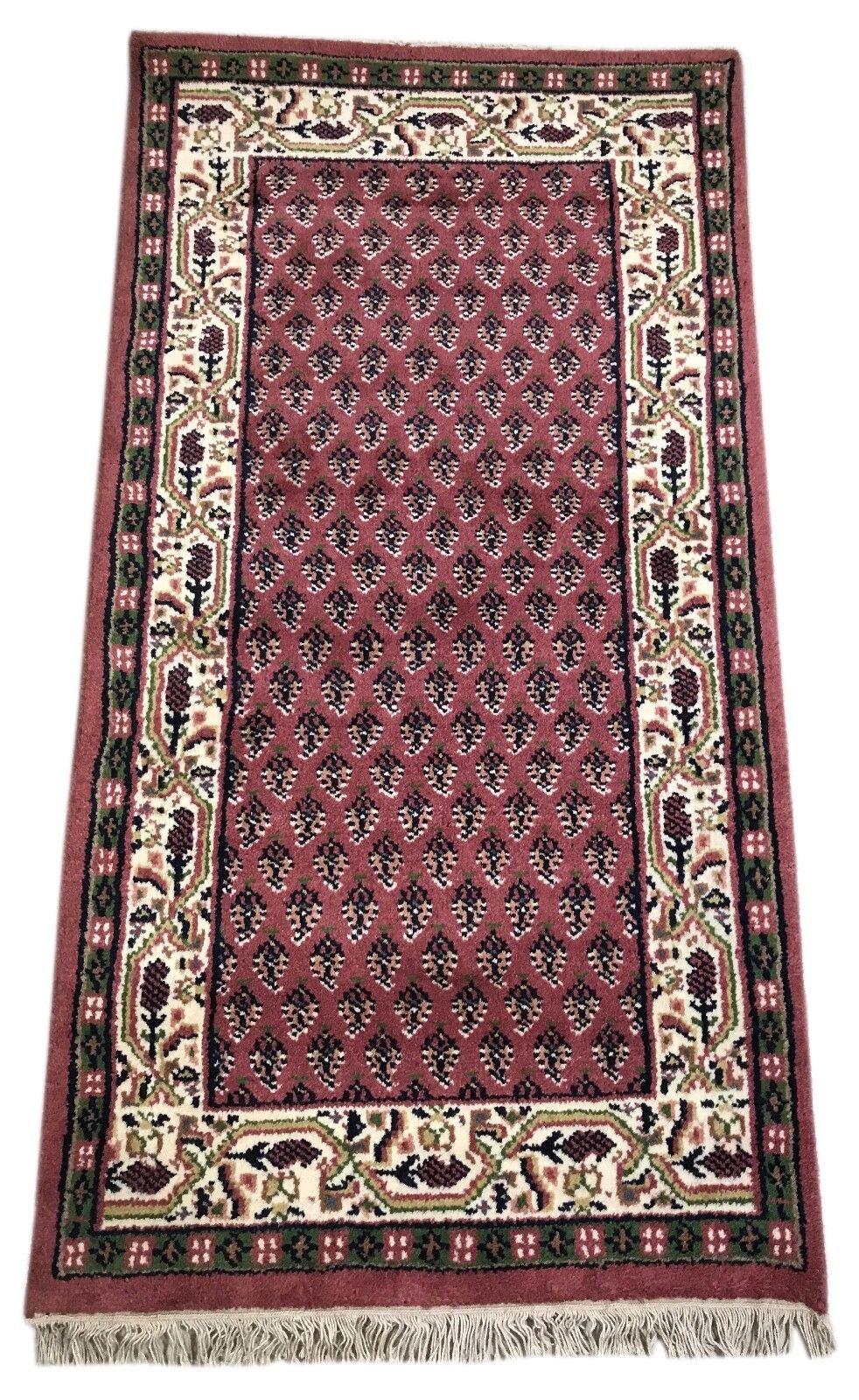 Orientteppich Mir Handgeknüpft 100% Wolle Rust Cream ca. 75X145 CM Teppich Rot