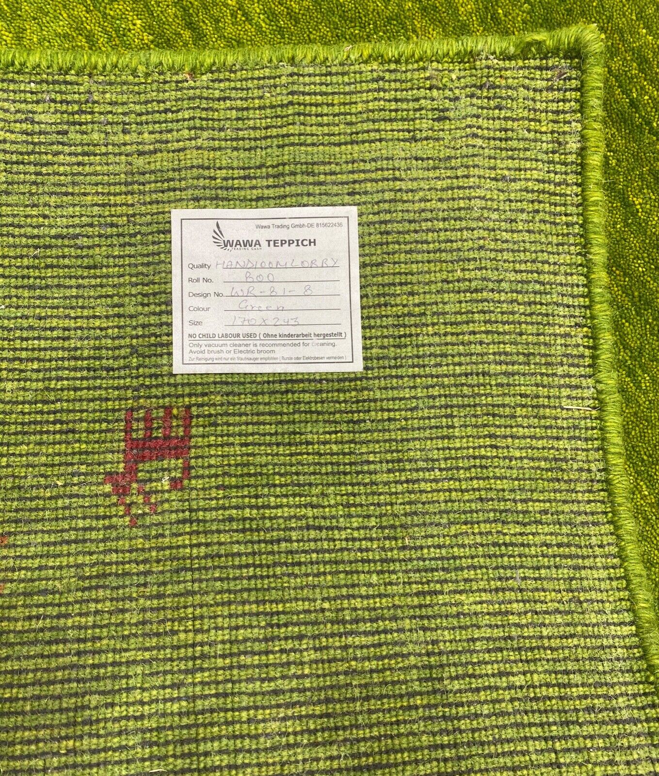 Grün Wohnzimmer Gabbeh Teppich 100% Wolle 170x240 cm Handgewebt WR81