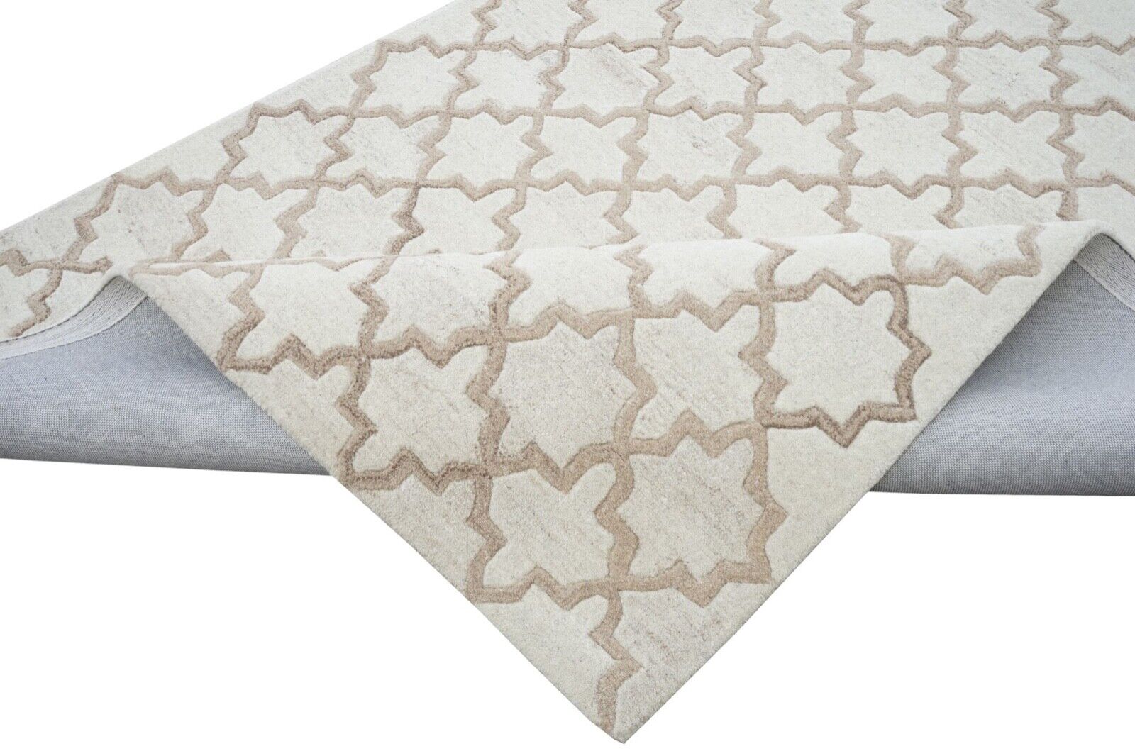 Beige 160X230 cm Teppich 100% Wolle Braun Orientteppich Handgetuftet HT274