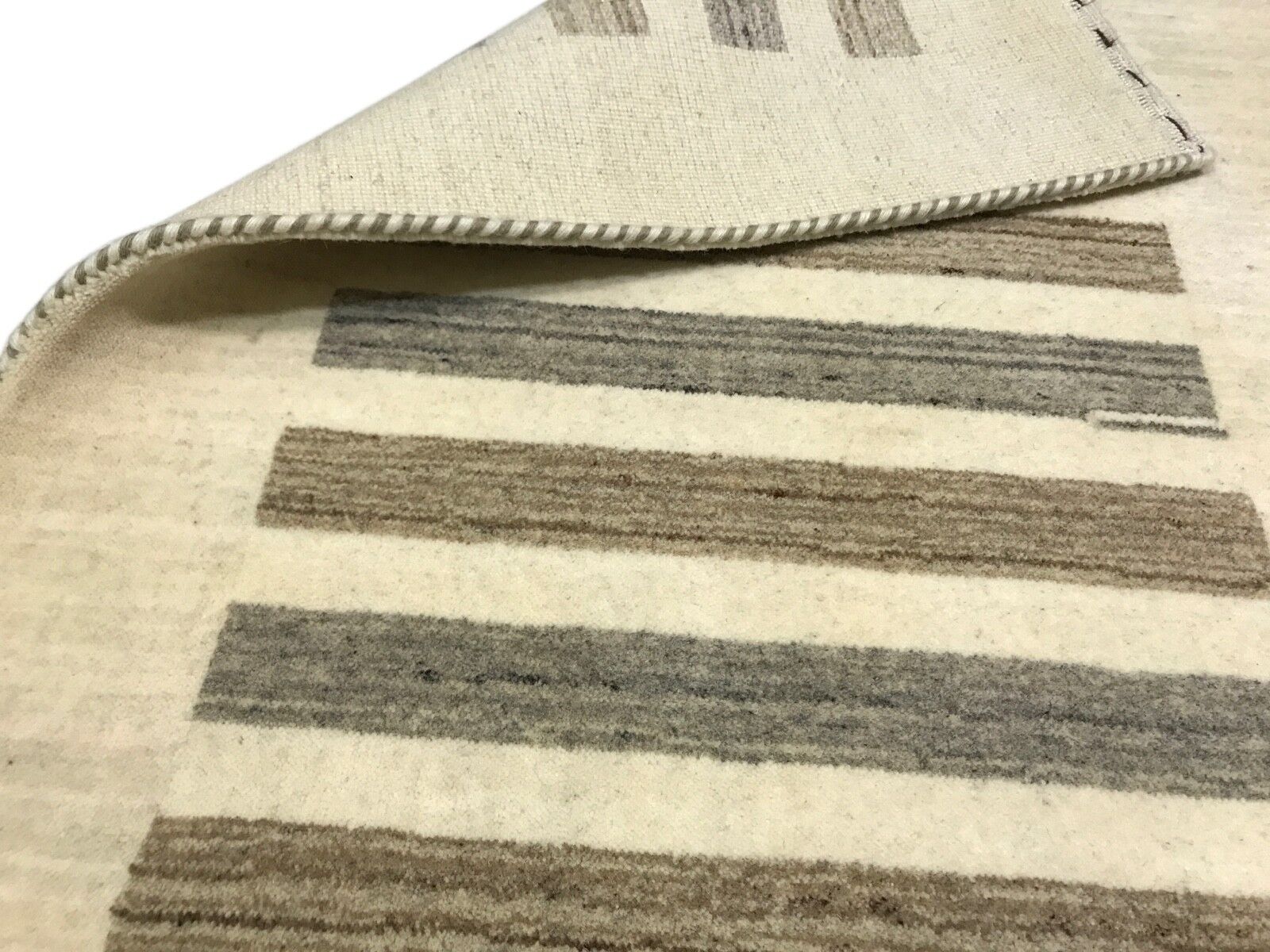 Beige Braun Brücke 100% Wolle Handgewebter Teppich Orientteppich 85X250 CM