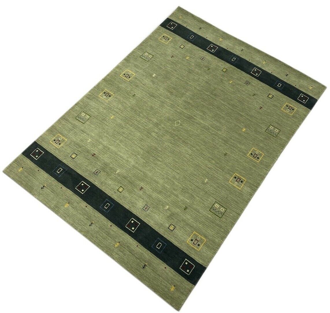 Gabbeh Teppich 100% Wolle 170x240 cm Beige Handgewebt Orientteppich wr107