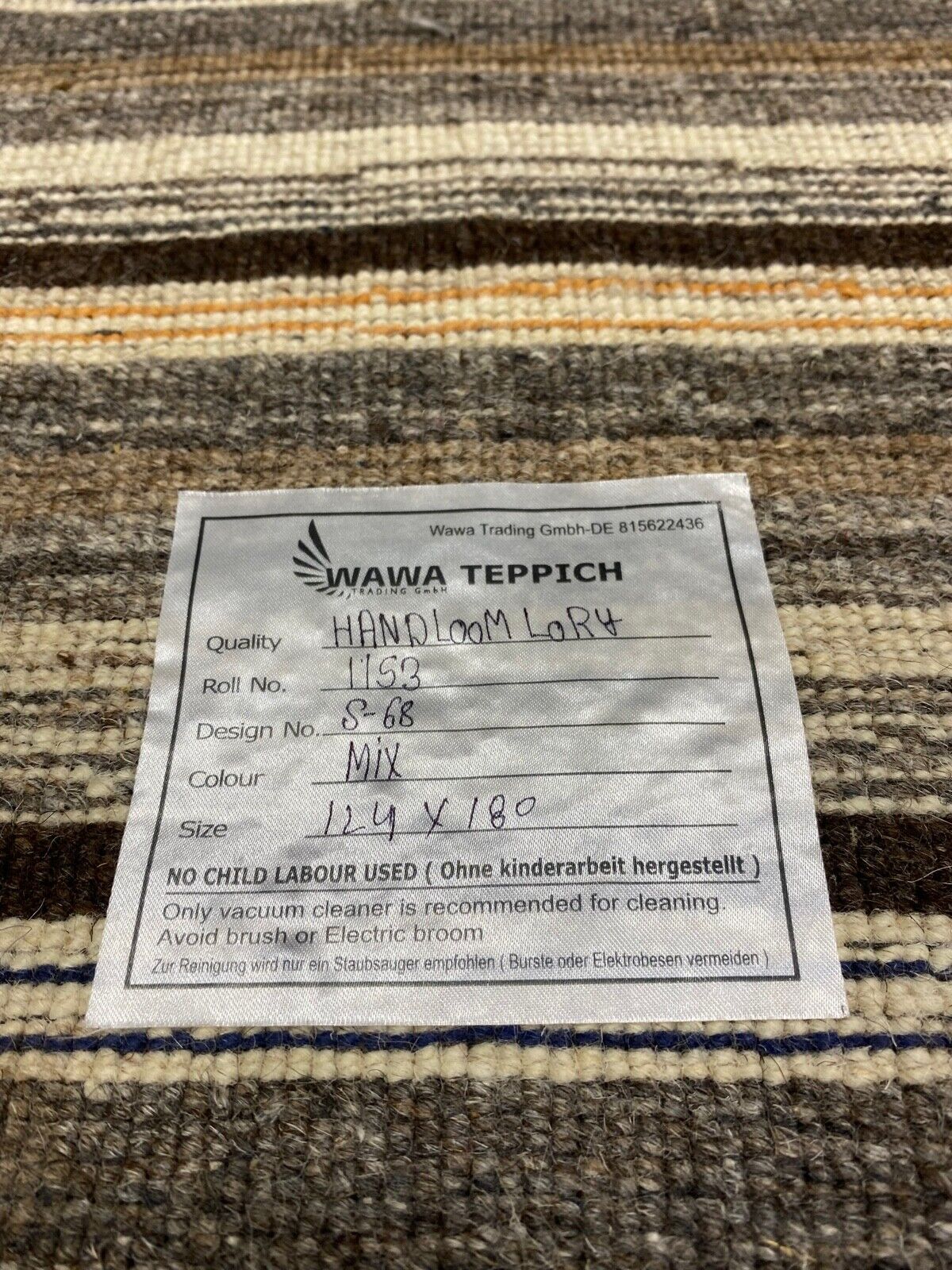 Teppich 100% Wolle Gabbeh Braun Grau Beige loom lori Handgewebt 124x180 cm S68