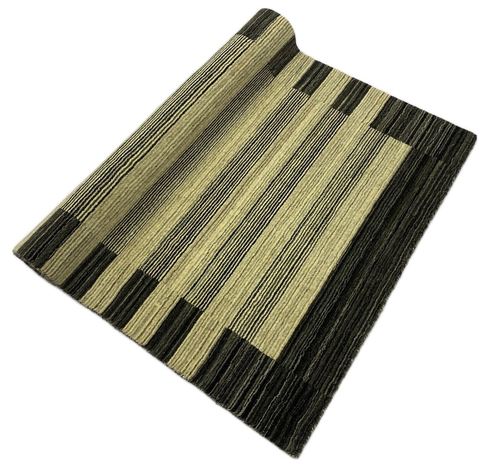 Teppich Gabbeh Beige Schwarz 100% Wolle lori Handgewebt 120x180 cm S23