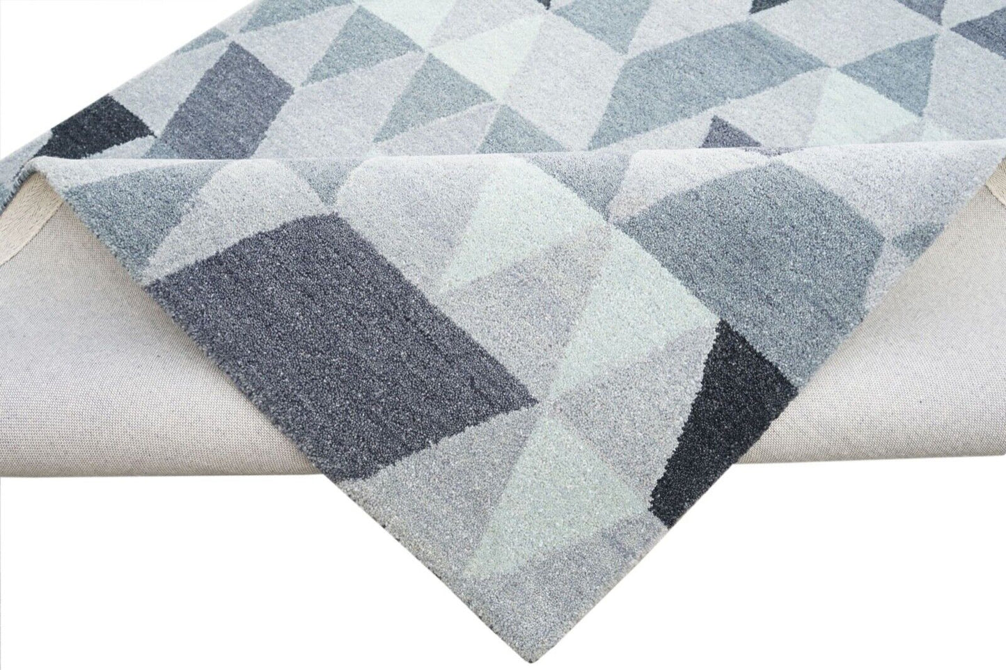 Grau Beige 160X230 cm Teppich 100% Wolle Orientteppich Handgetuftet HT182