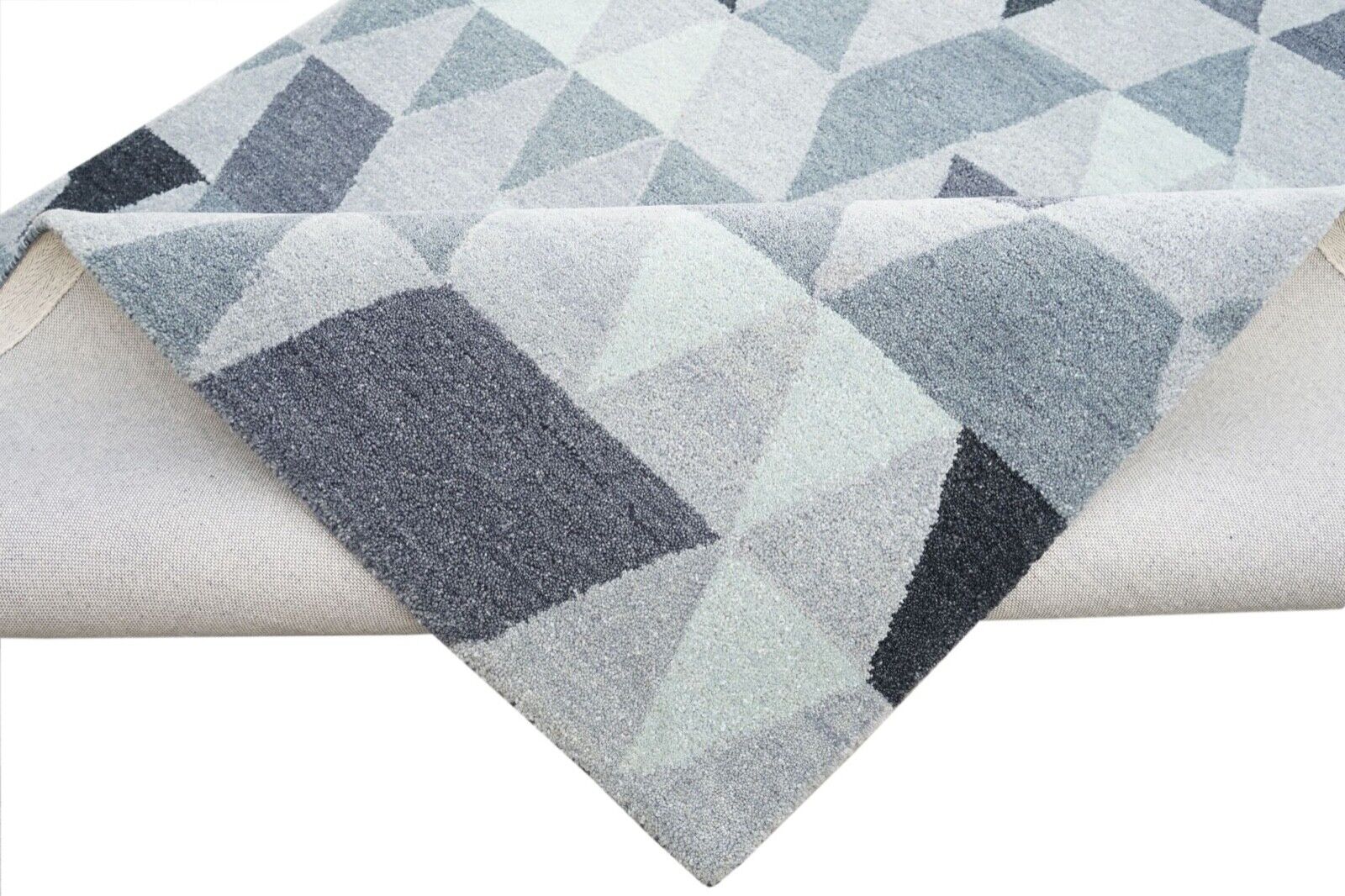 Šedá béžová 160X230 cm Teppich 100% Wolle Orientteppich Handgetuftet HT182