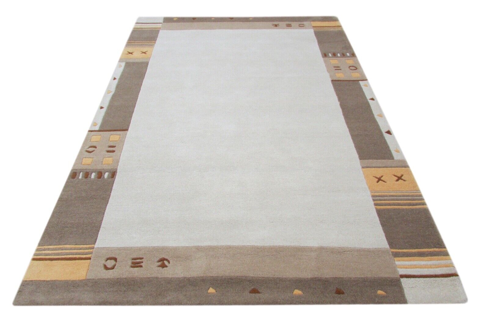 Teppich 100% Wolle Béžová 160X230 cm Orientteppich Handgetuftet Nepál vzor T858