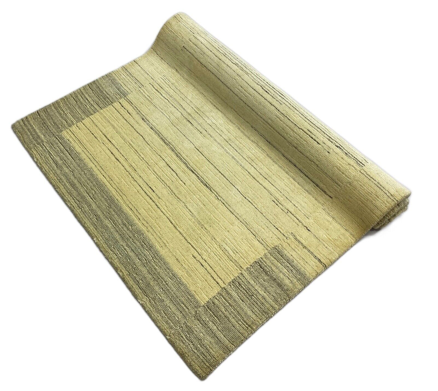 Teppich Gabbeh Beige Grau Wolle Viskose loom lori Handgewebt 120x178 cm S17