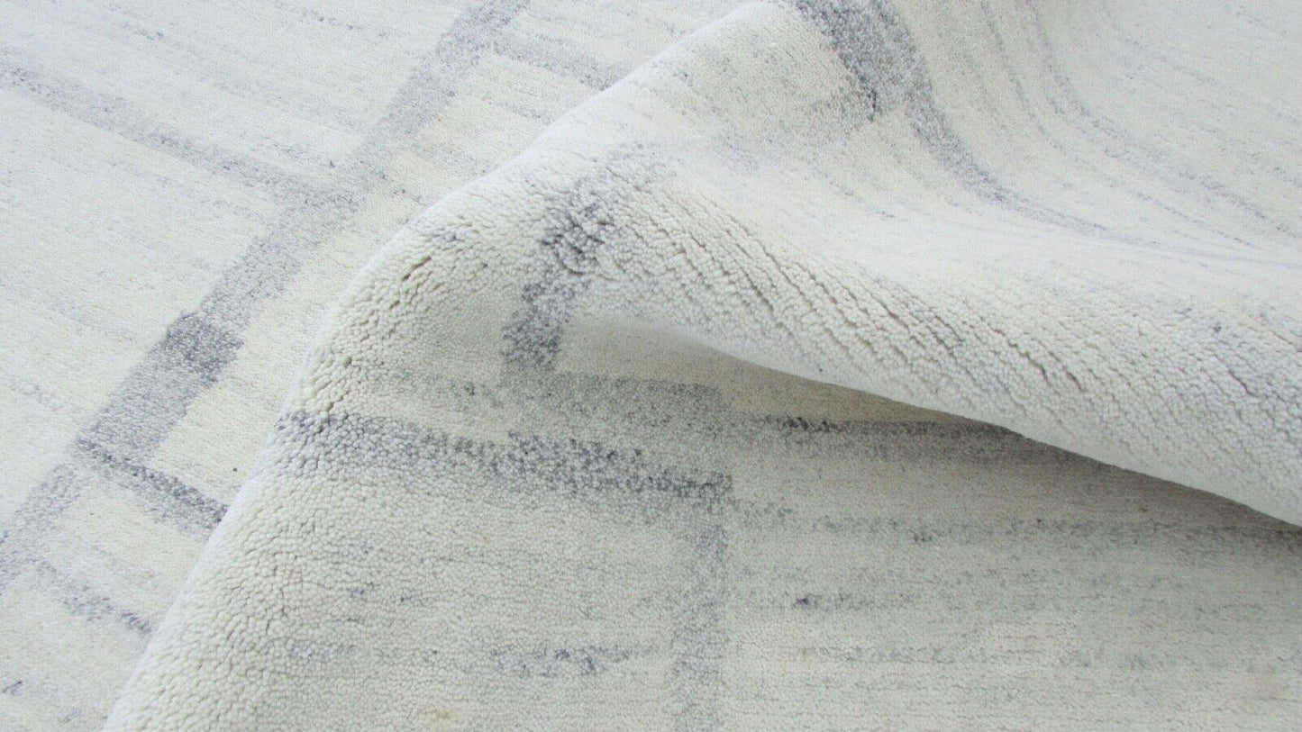 Nepal Teppich Handgeknüpft Beige Grau 100% Wolle Orientteppich 162x224 cm N-44