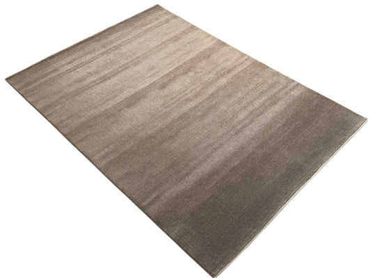 Taup Grau Teppich 100% Wolle 250x300 cm Handgewebt einfarbig gefärbt UNI AN2