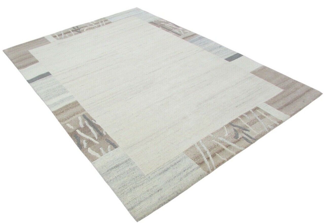 Nepal Teppich Handgeknüpft Braun Beige 100% Wolle Orientteppich 161x228 cm N-52