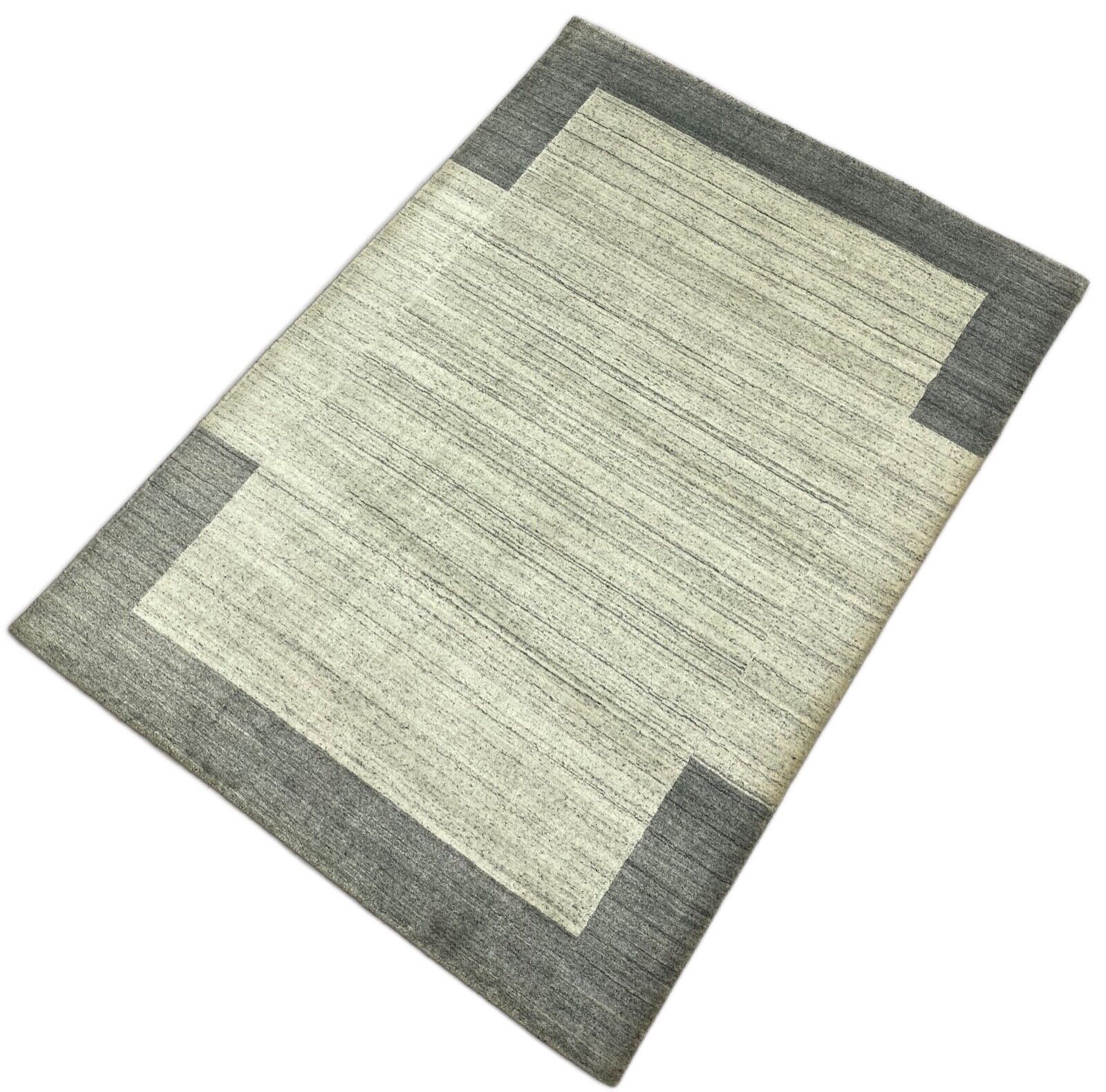 Teppich 100% Wolle Grau Silber Gabbeh lori Handgewebt 125x175 cm dp Garn S92