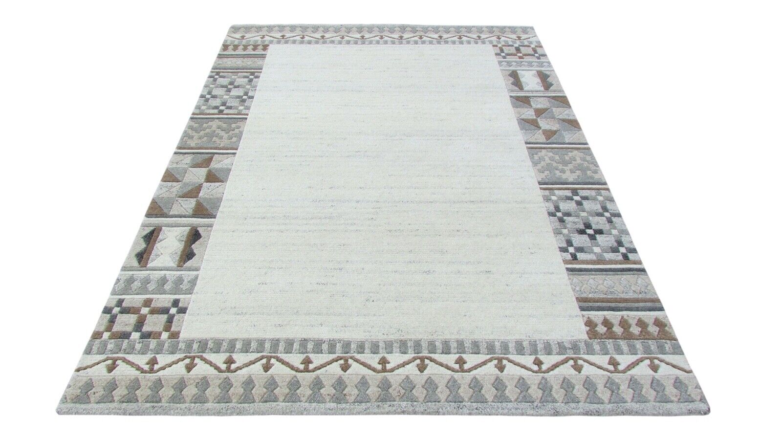 Nepal Teppich Handgeknüpft Beige 100% Wolle Orientteppich Braun 160X220 cm N-150