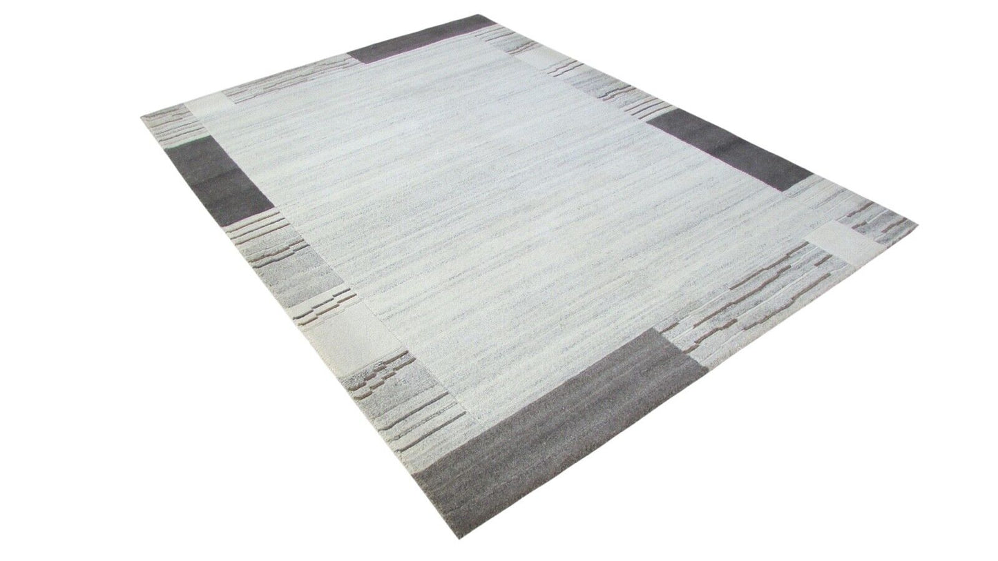 Nepal Teppich Handgeknüpft Grau Beige 100% Wolle Orientteppich 174x241 cm N-78