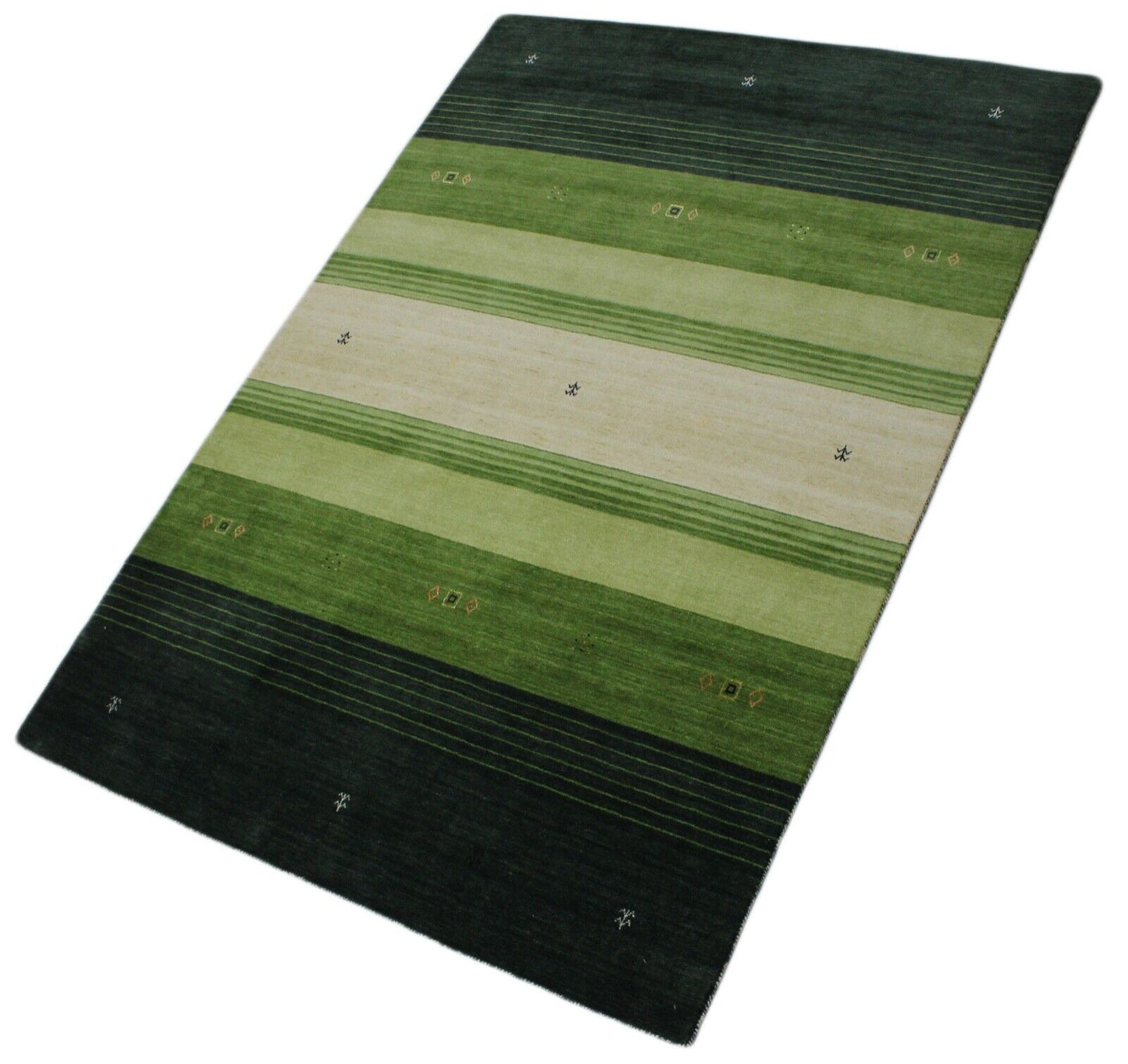 Gabbeh Teppich Grün 100% Wolle 170x240 cm Handgewebt Orientteppich Lr500