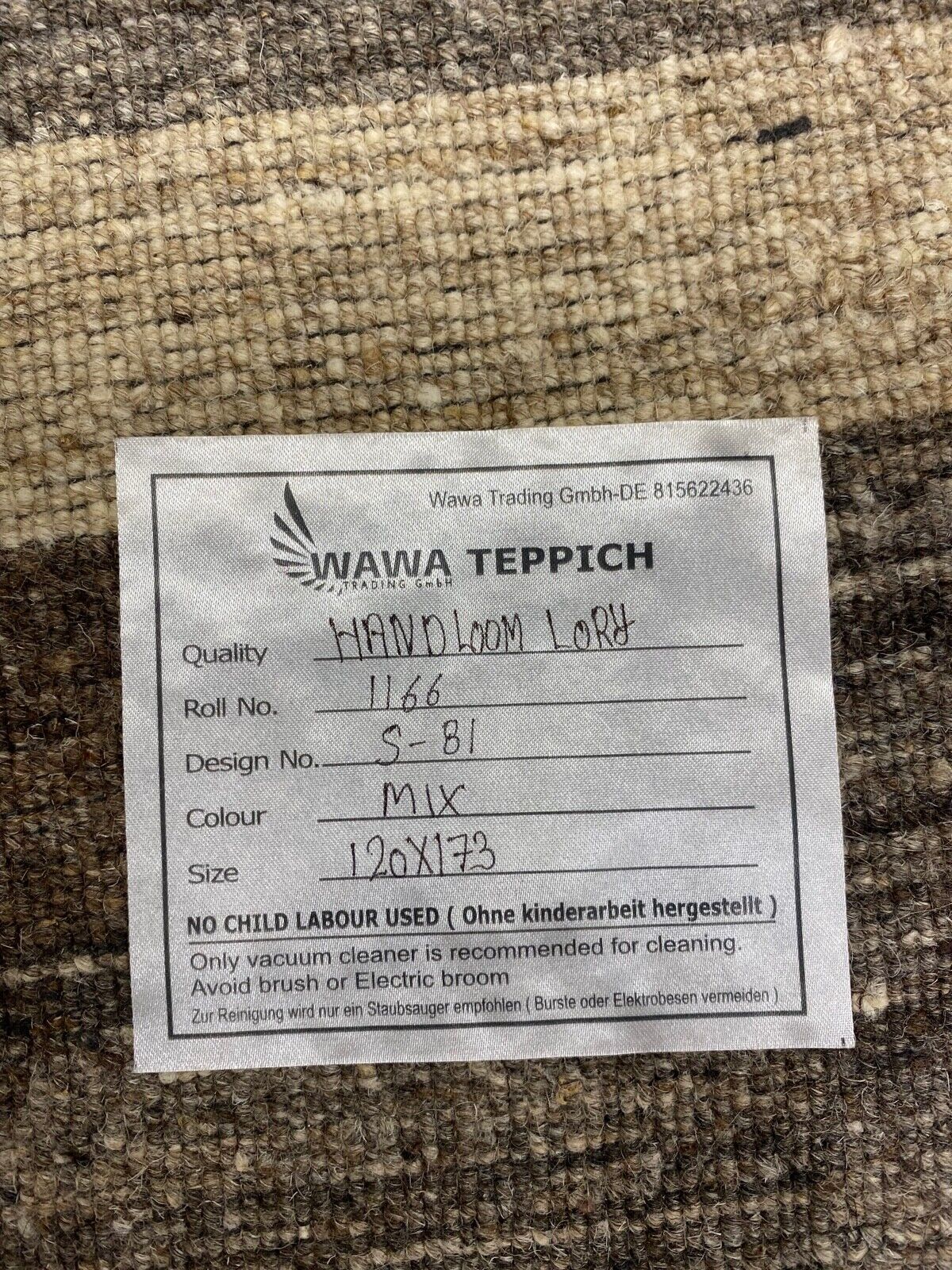 Gabbeh Teppich Braun Grau 100% Wolle Beige loom lori Handgewebt 120x173 cm S81
