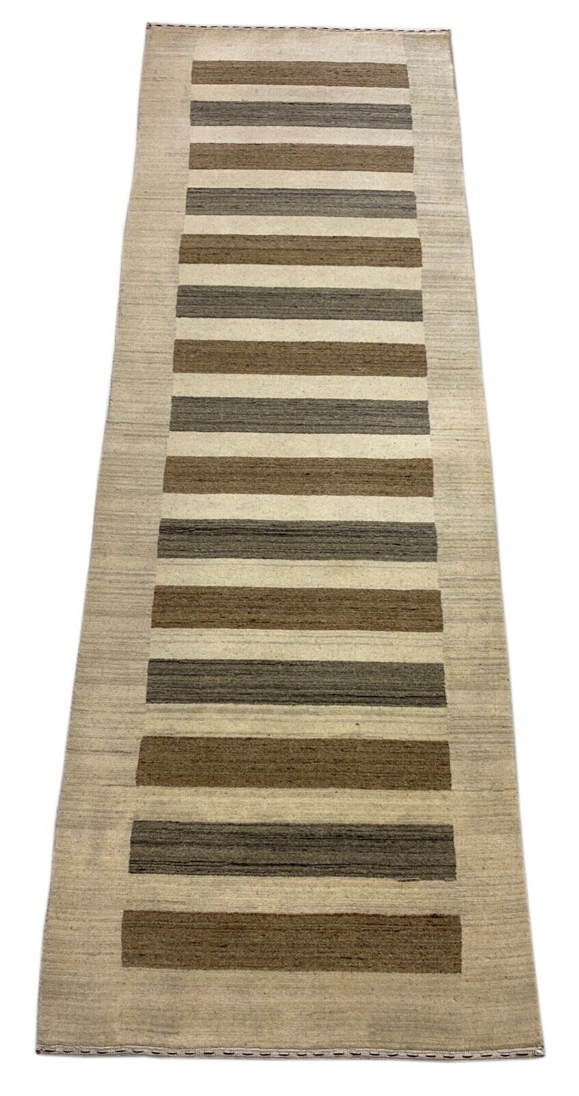 Beige Braun Brücke 100% Wolle Handgewebter Teppich Orientteppich 85X250 CM