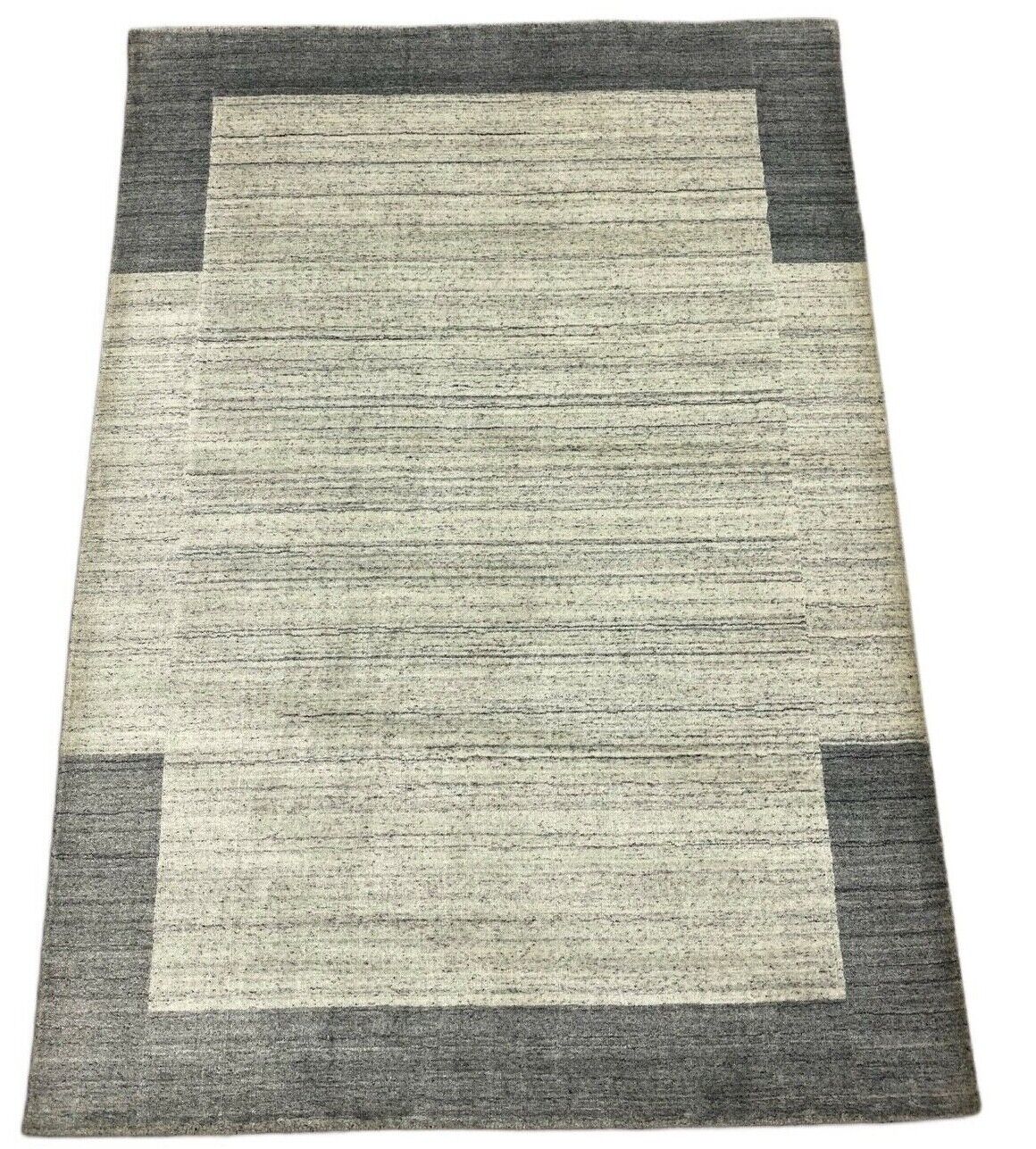 Teppich 100% Wolle Grau Silber Gabbeh lori Handgewebt 125x175 cm dp Garn S92