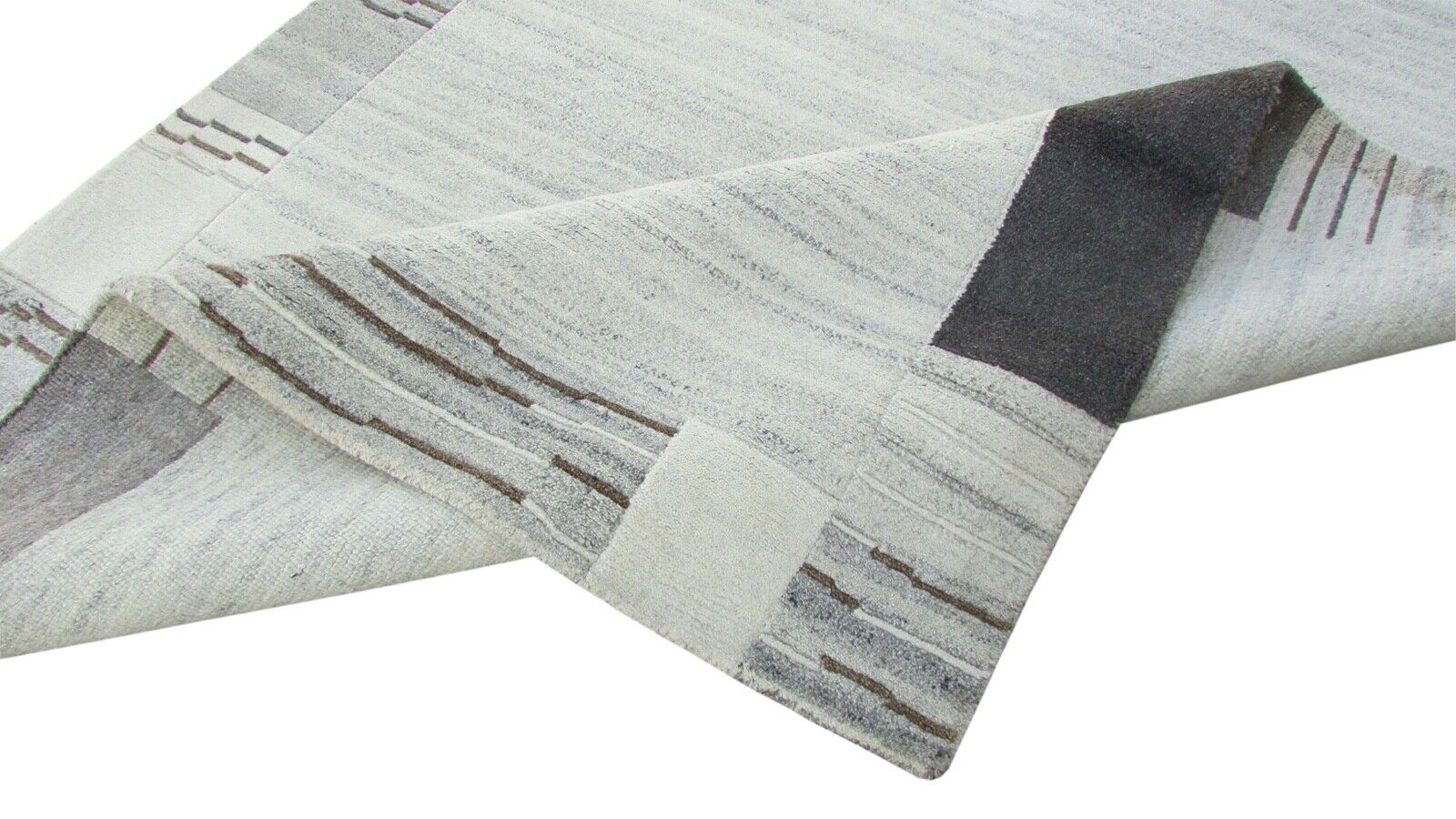 Nepal Teppich Handgeknüpft Grau Beige 100% Wolle Orientteppich 174x241 cm N-78