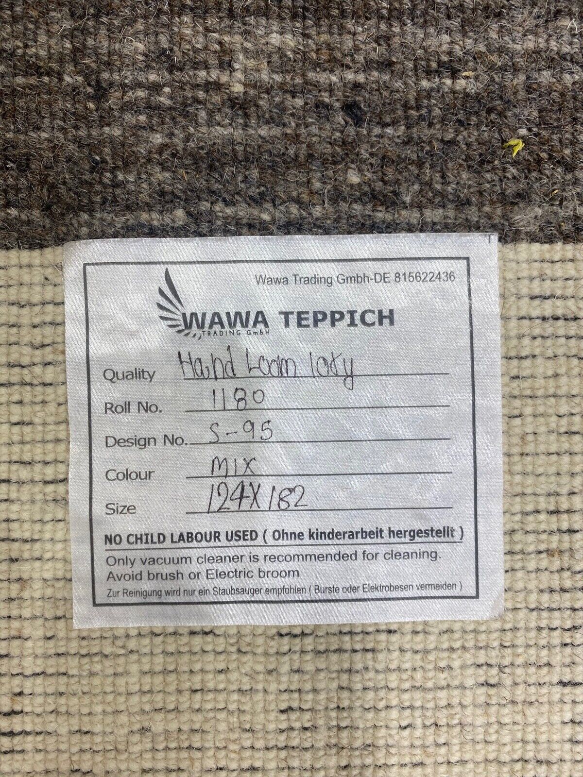 Teppich 100% Wolle Grau Beige Gabbeh lori Handgewebt 124x182 cm Naturwolle S95