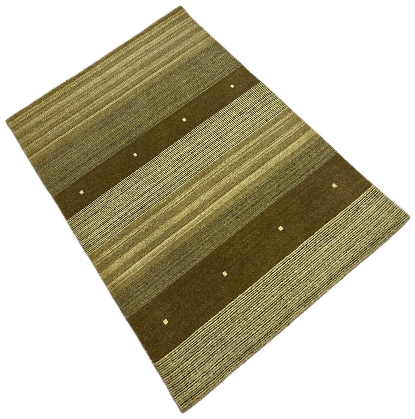 Gabbeh Teppich 100% Wolle Braun Beige loom lori Handgewebt 128x182 cm S140