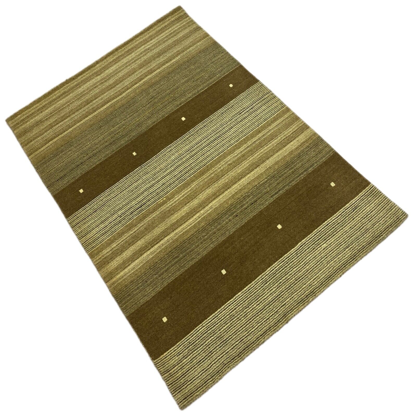 Gabbeh Teppich 100% Wolle Braun Beige loom lori Handgewebt 128x182 cm S140