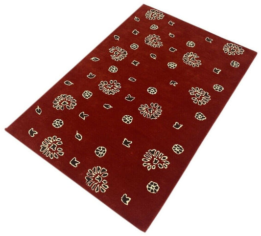 Rot Designer Teppich 100X150 CM Handarbeit 100% Wolle Handgetuftet WT2