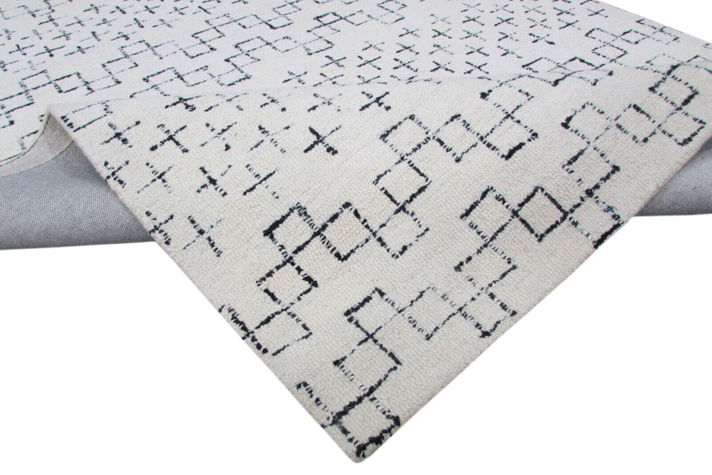 Handarbeit Beige Blau Teppich 100% Wolle 150X230 cm Handgetuftet T822