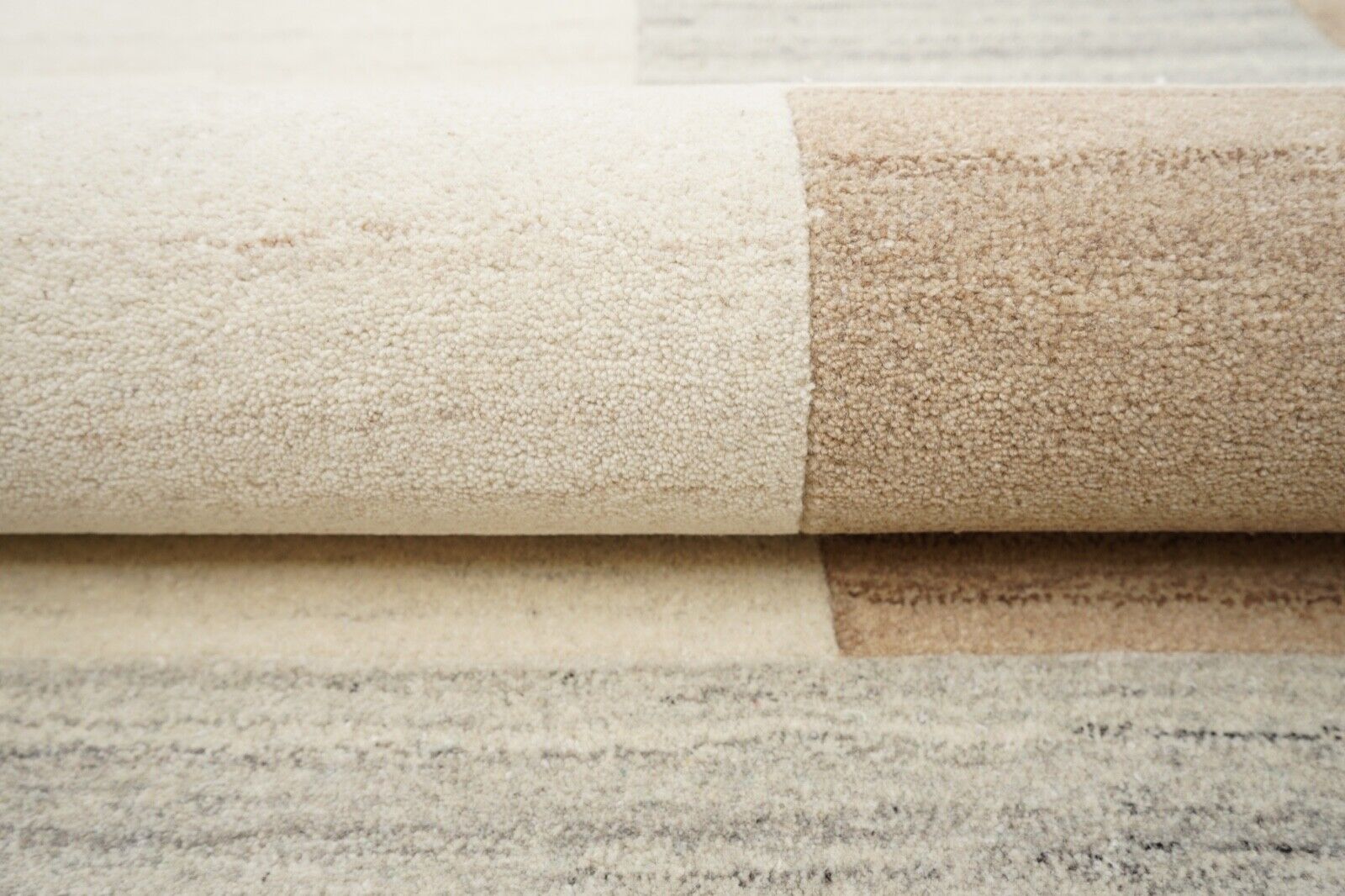 Teppich 100% Wolle Beige Braun Grau 160X230 cm Orientteppich Handgetuftet HT205