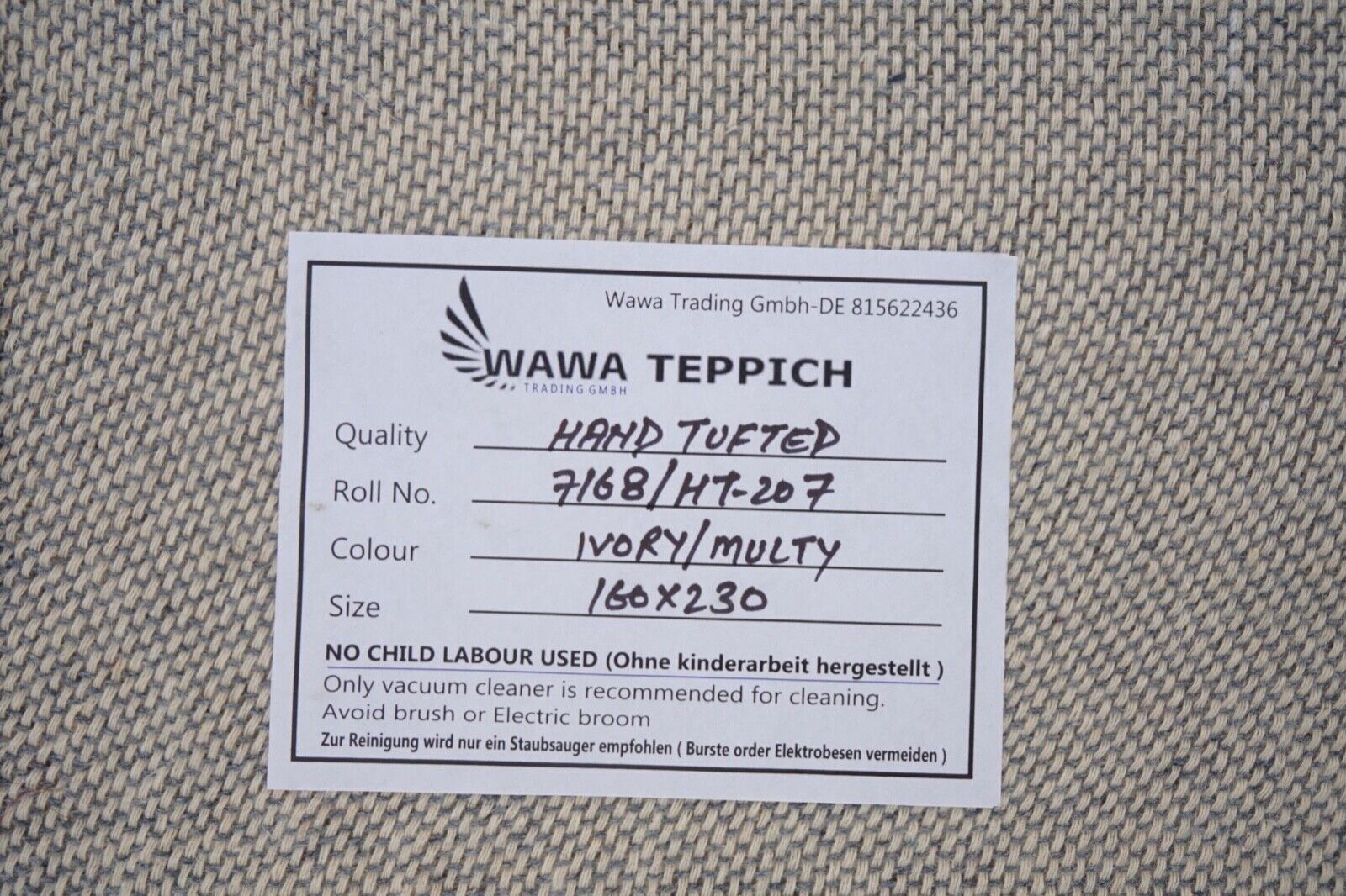 Biege Grau Braun160X230 cm Teppich 100% Wolle Orientteppich Handgetuftet HT207