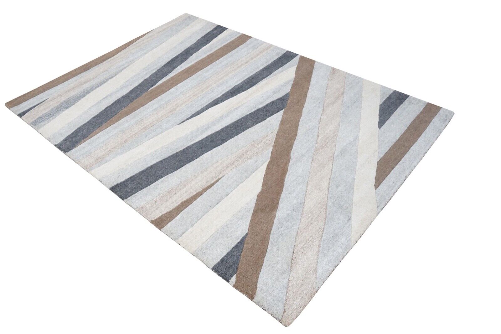 Beige Brown Rug 100% Wool 160X230 cm Oriental Rug Hand-Tufted HT412