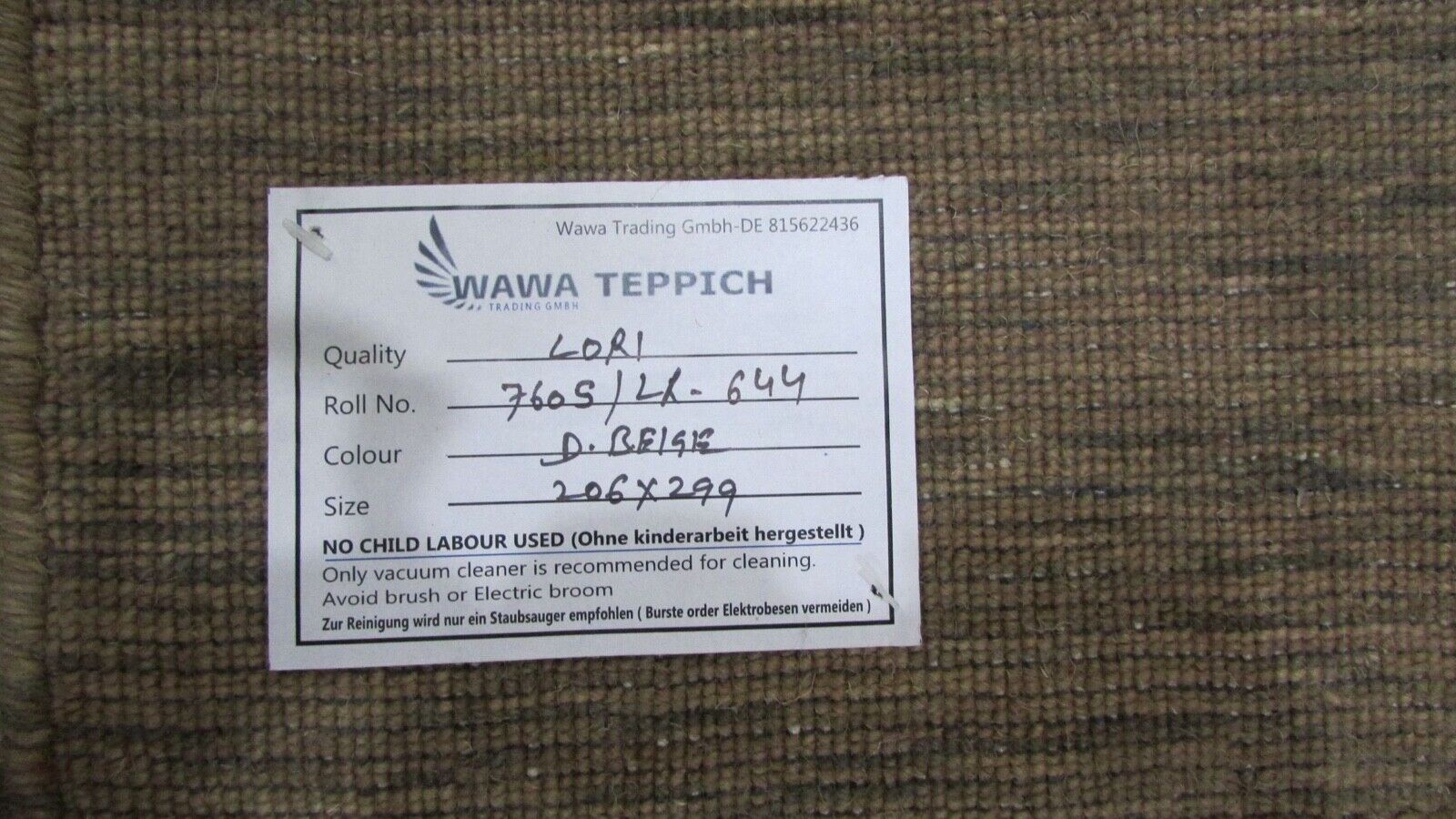 Tappeto Gabbeh Beige Scuro 100% Lana 200x300 cm Tessuto a Mano Orientale Lr642