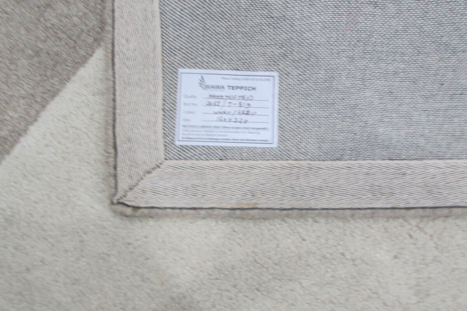 Handmade beige grey rug, 100% wool, 160x230 cm, hand-tufted, T819
