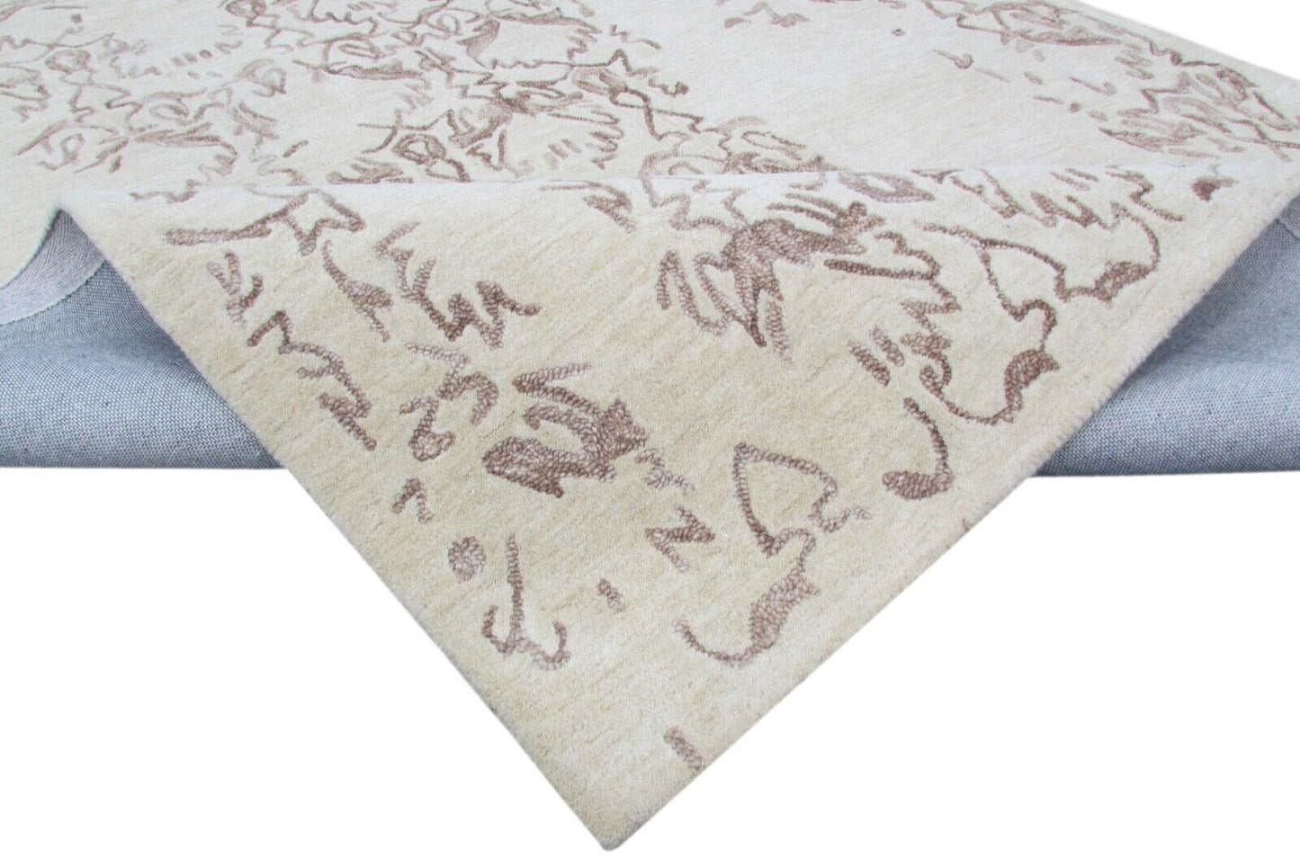 Wohnzimmer Designer Teppich 100% Wolle Braun Beige 160X230 cm Handgetuftet T808