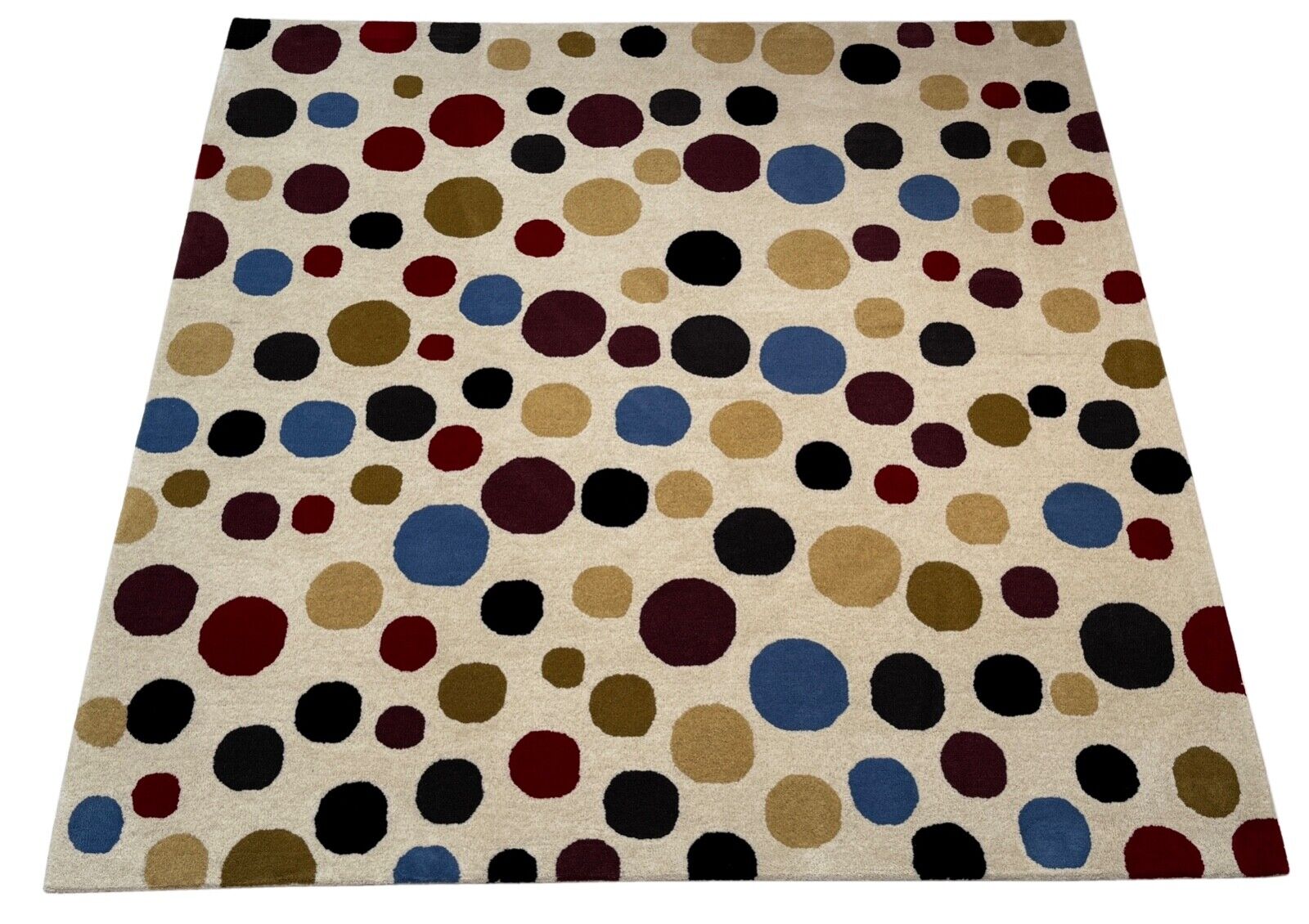 Wohnzimmer Teppich 100% Wolle Beige 200X200 cm Orientteppich Handgewebt CD 2