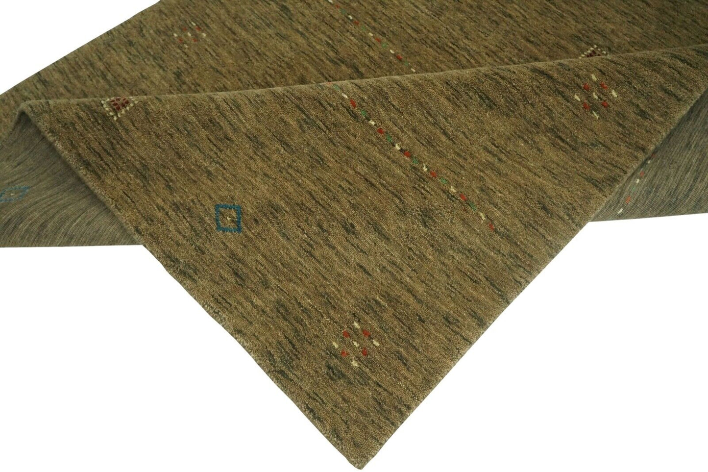 DunkelBeige Beige Gabbeh Teppich Handgewebt 100% Wolle 140x200 cm Lori Lr694
