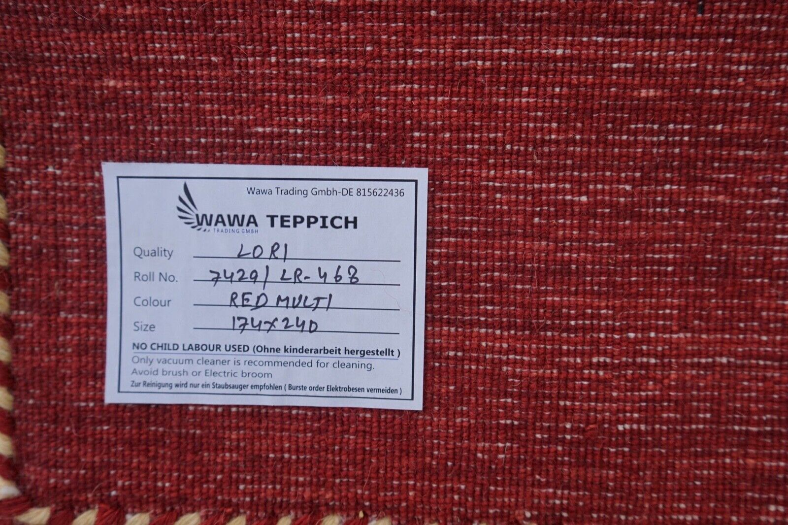 Gabbeh Teppich Orange Rot Beige 100% Wolle 170x240 cm Orient Handgewebt Lr468