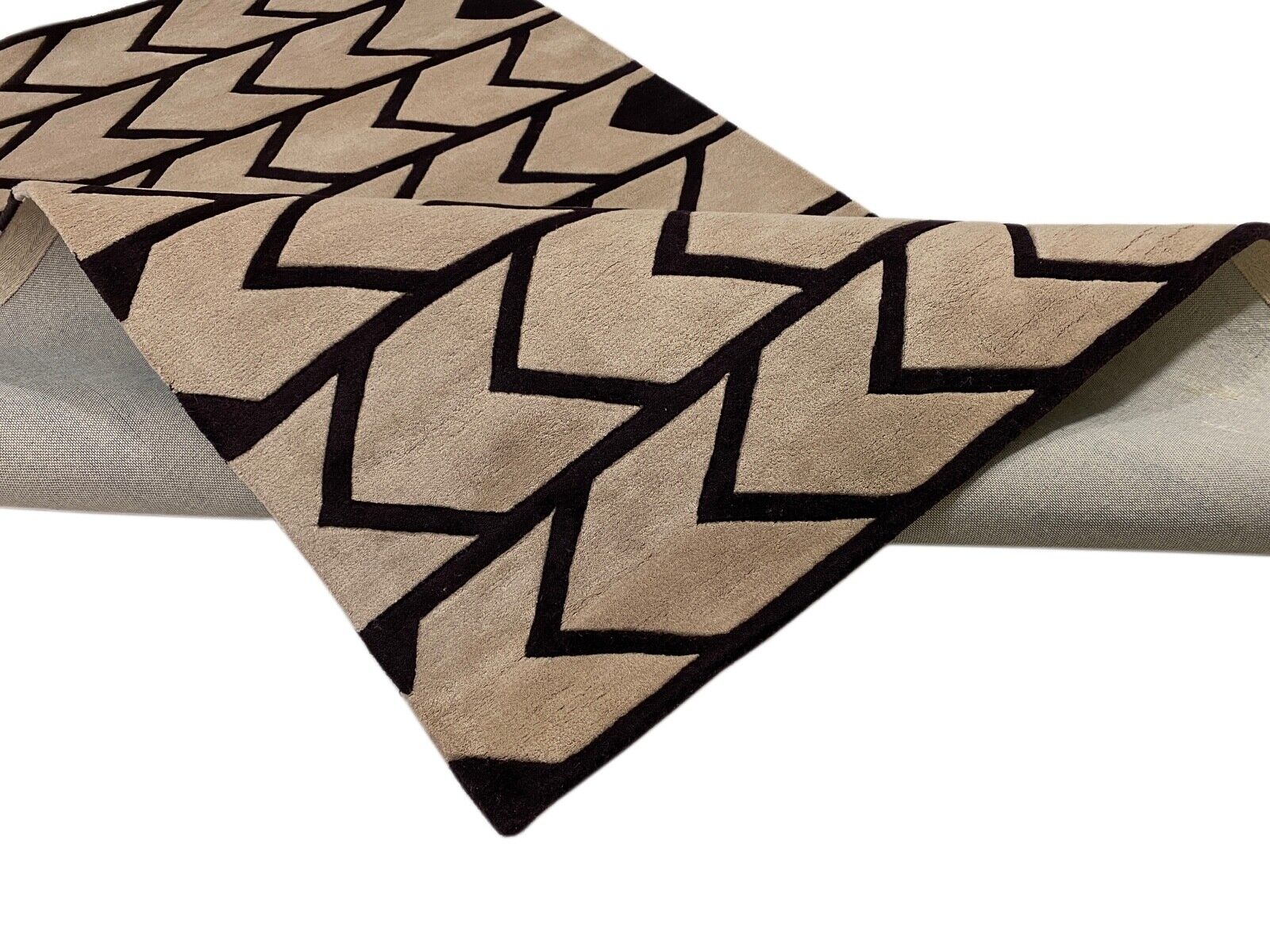 Orientteppich Schwarz Beige 100% Wolle Teppich Handgetuftet 150X240 CM D118