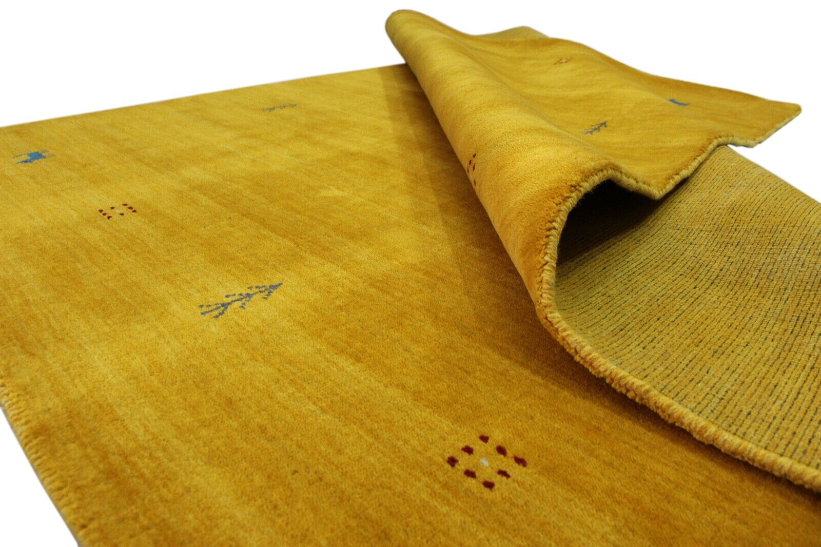 Wohnzimmer Gold Gabbeh Teppich 100% Wolle 170x240 cm Orient Handgewebt WR7