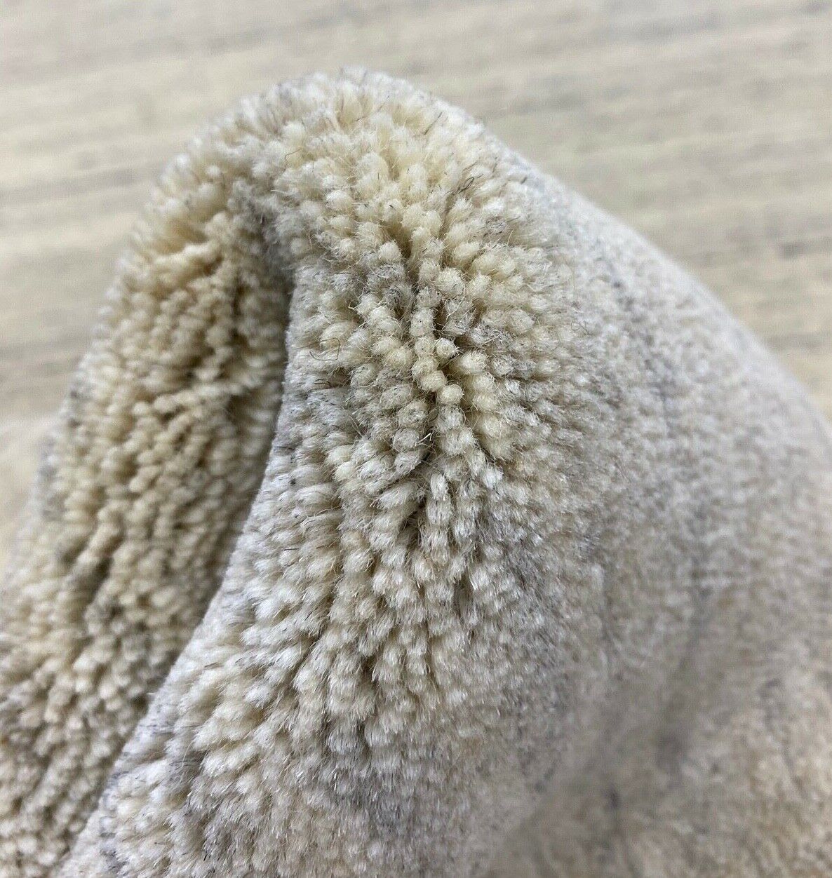 Teppich 100% Wolle Grau Beige lori Handgewebt 120x187 cm Naturwolle S122