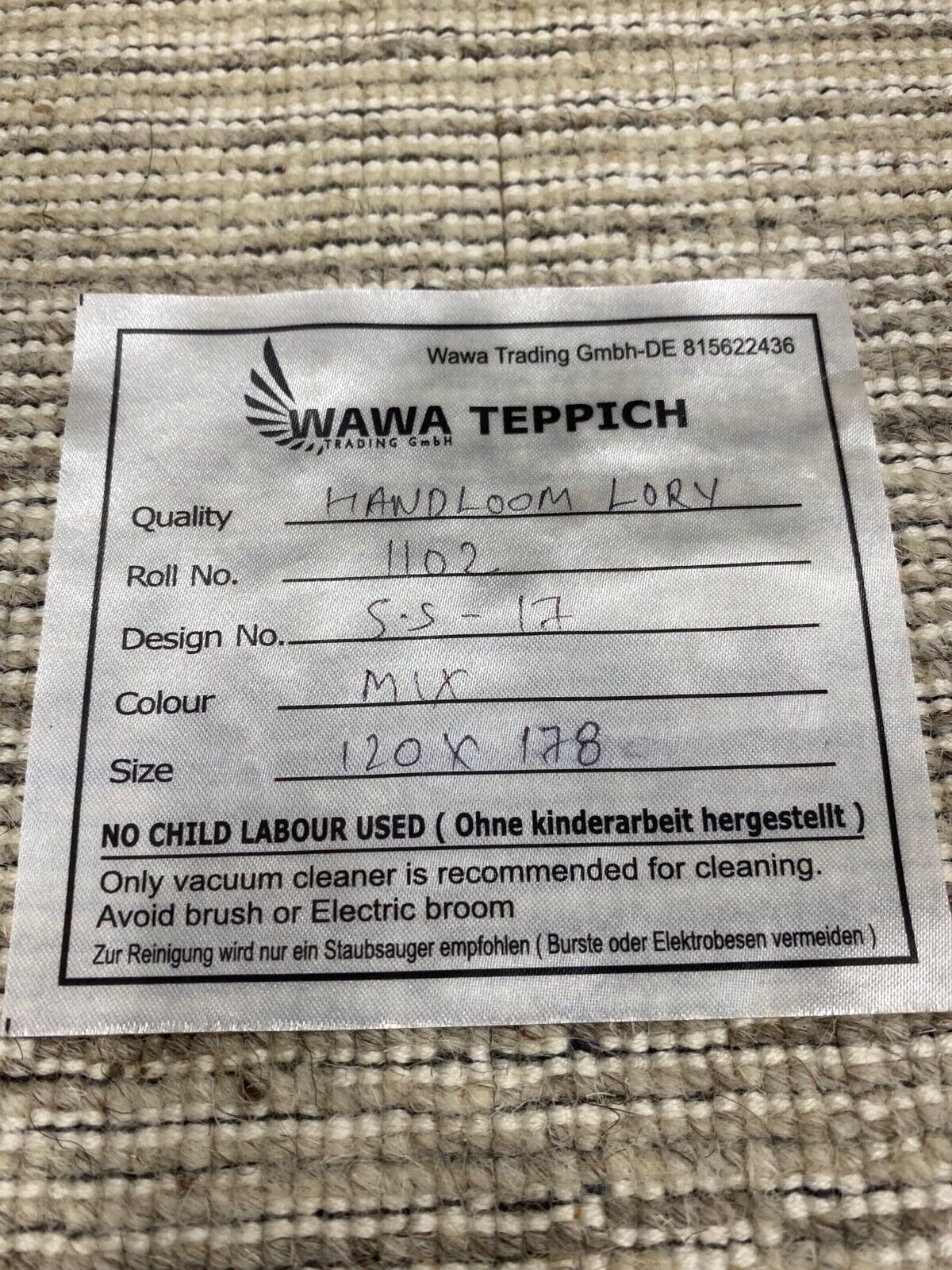Teppich Gabbeh Beige Grau Wolle Viskose loom lori Handgewebt 120x178 cm S17