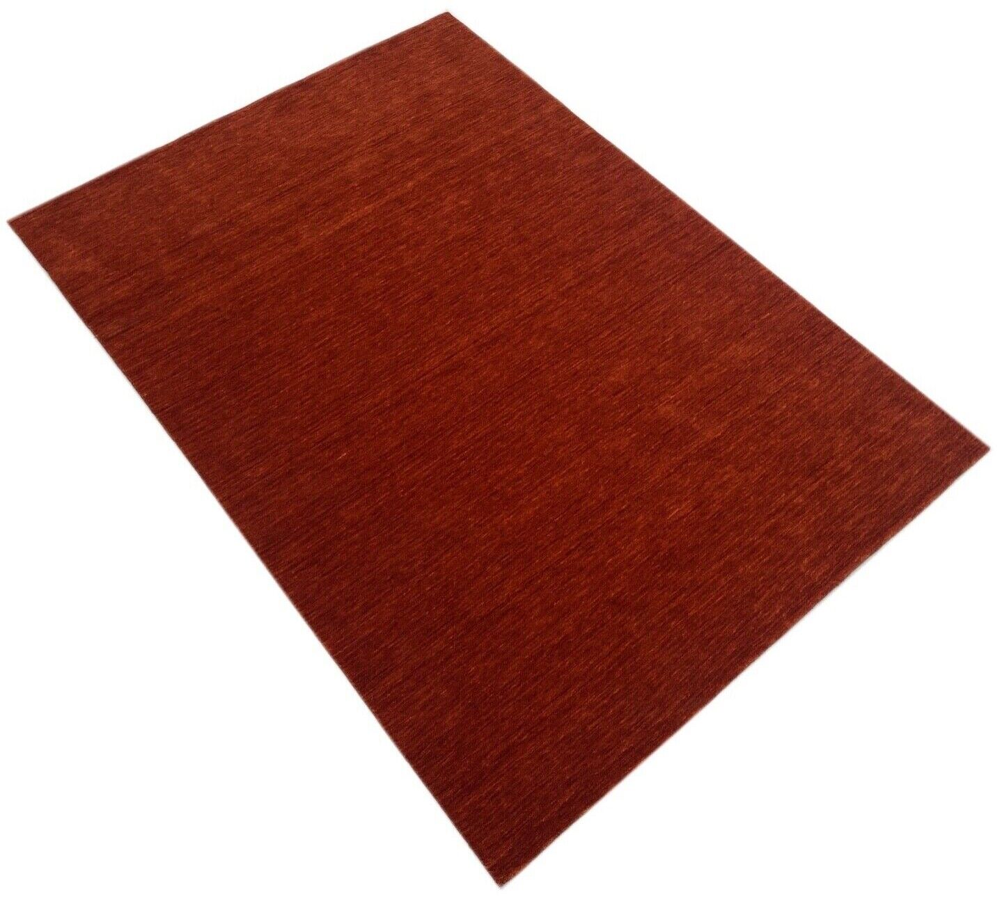 Rot Teppich 100% Wolle 170x240 cm Orange Handgewebt einfarbig gefärbt WR135