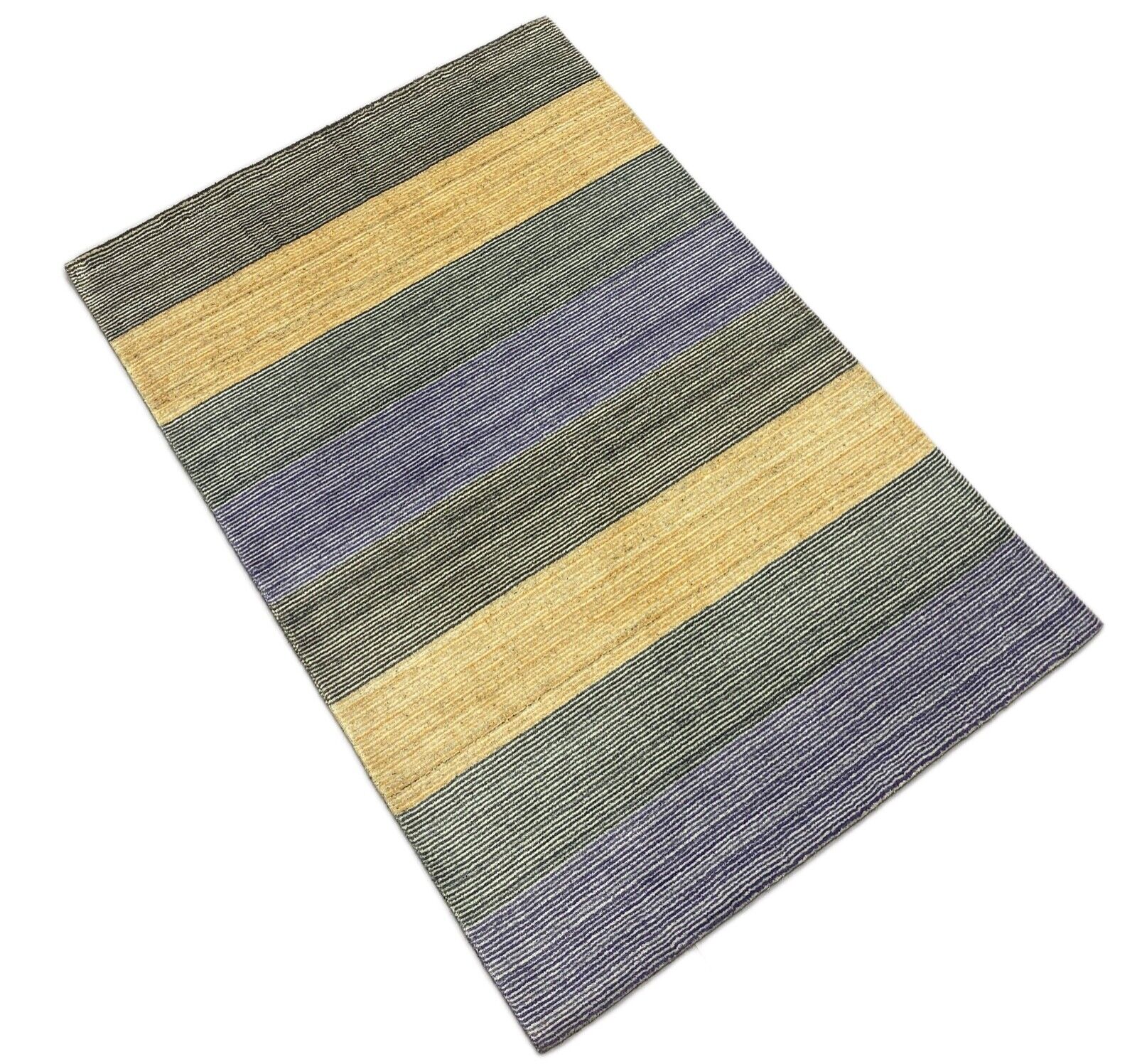 Gabbeh tepih, žuti, sivi, ružičasti, vuna, viskoza, Loom Lori, ručno tkan, 120x178 cm, S26