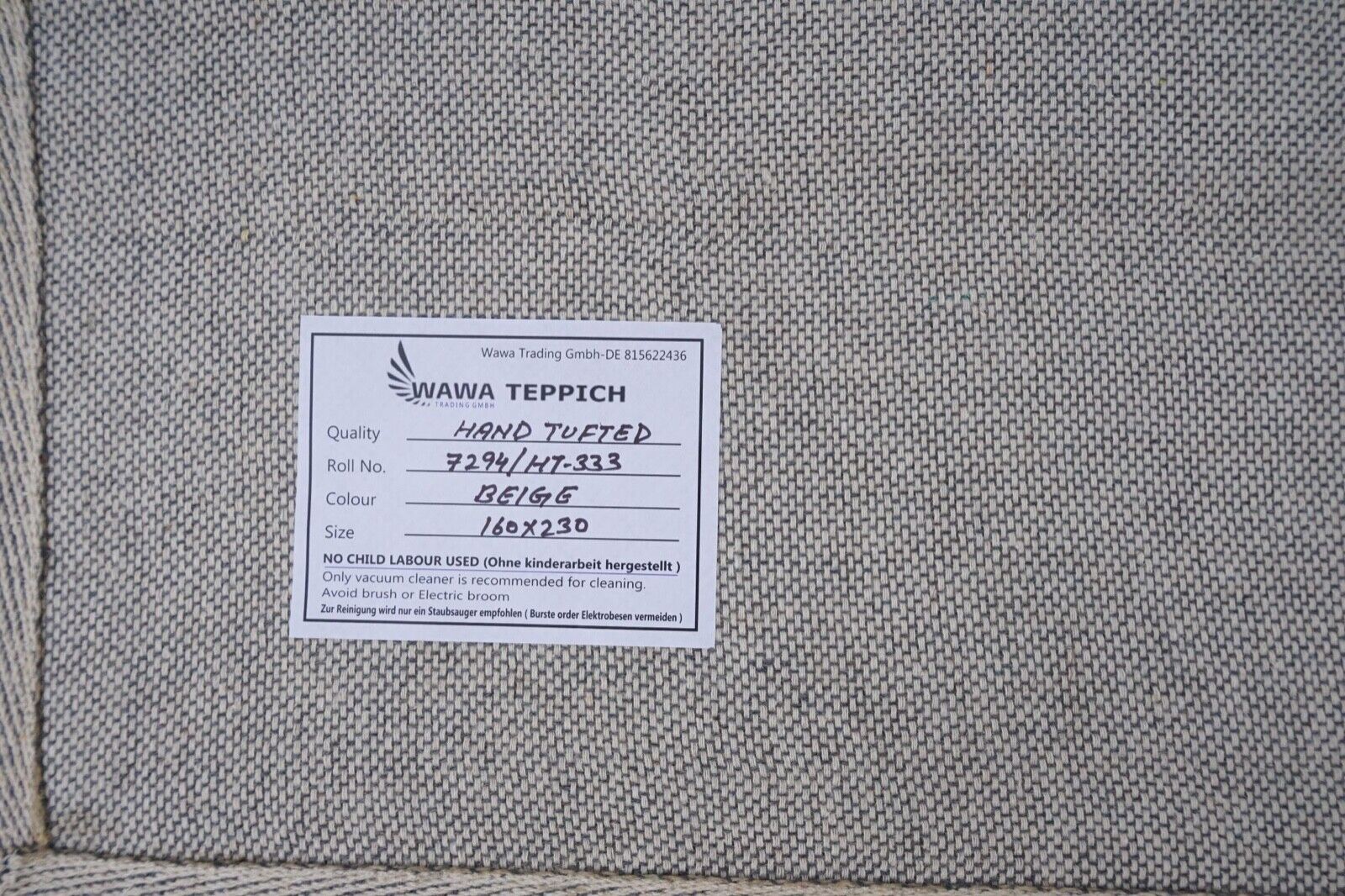 Beige 160x230 cm rug, 100% wool, oriental rug, hand-tufted HT333