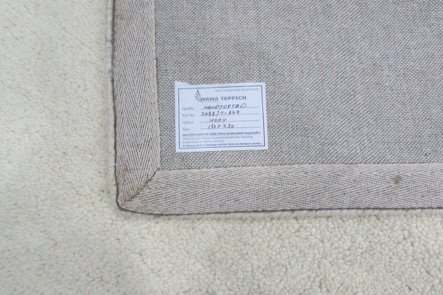 Teppich 100% Wolle 160X230 cm Modern Design Handgetuftet Beige Grau T844